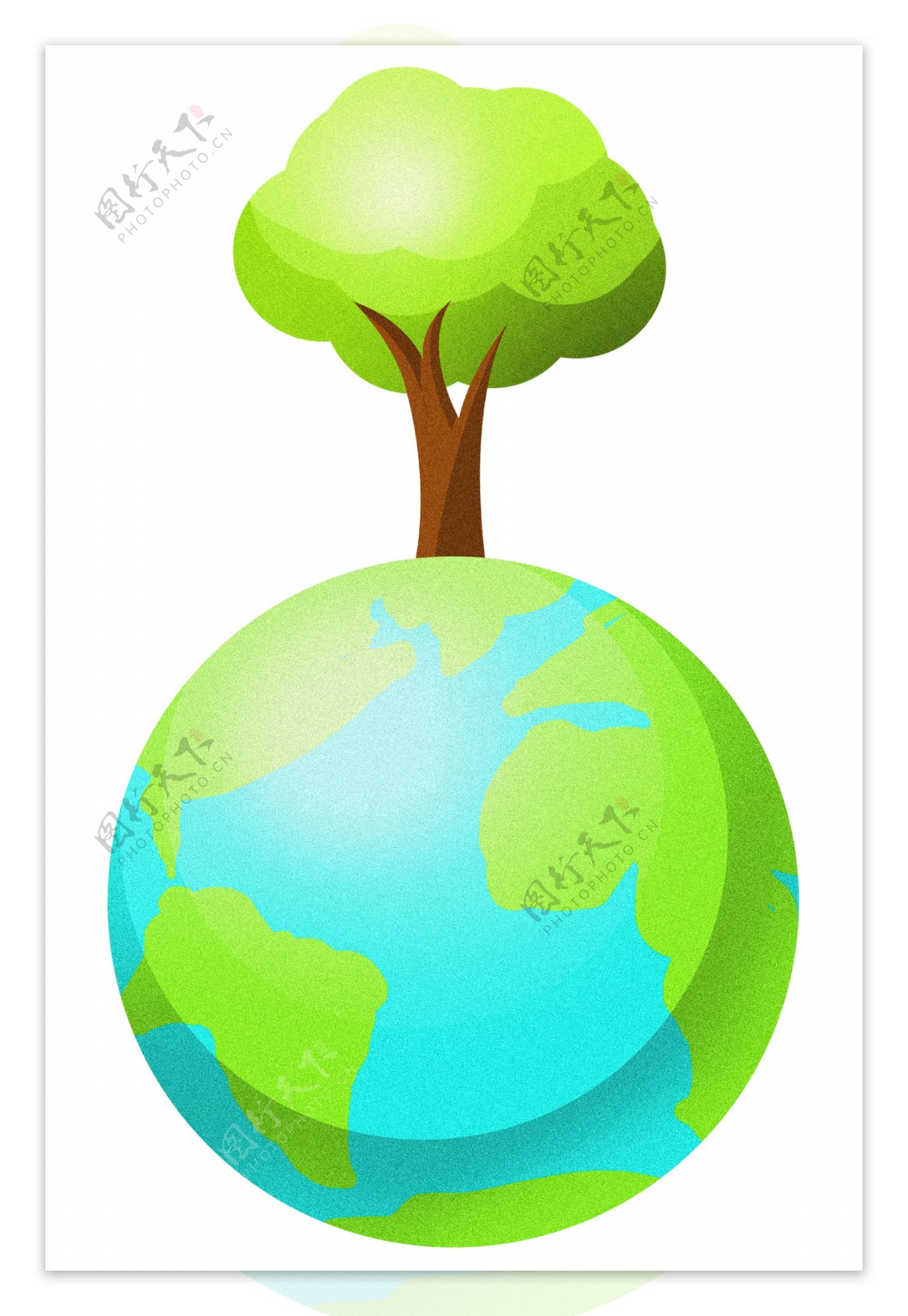 保护地球和树木插画
