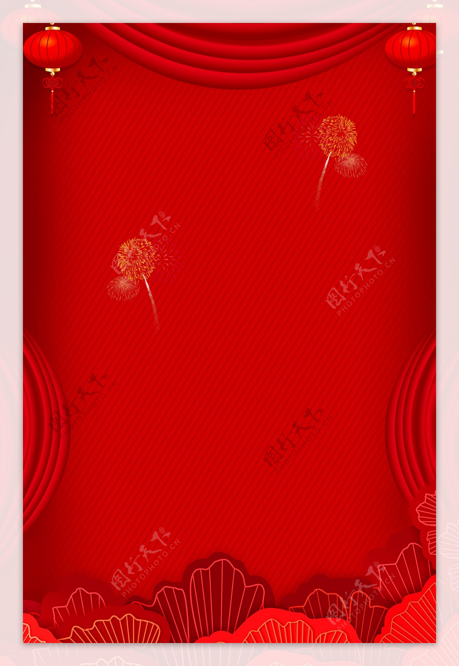 新年红色折纸风海报banner背景
