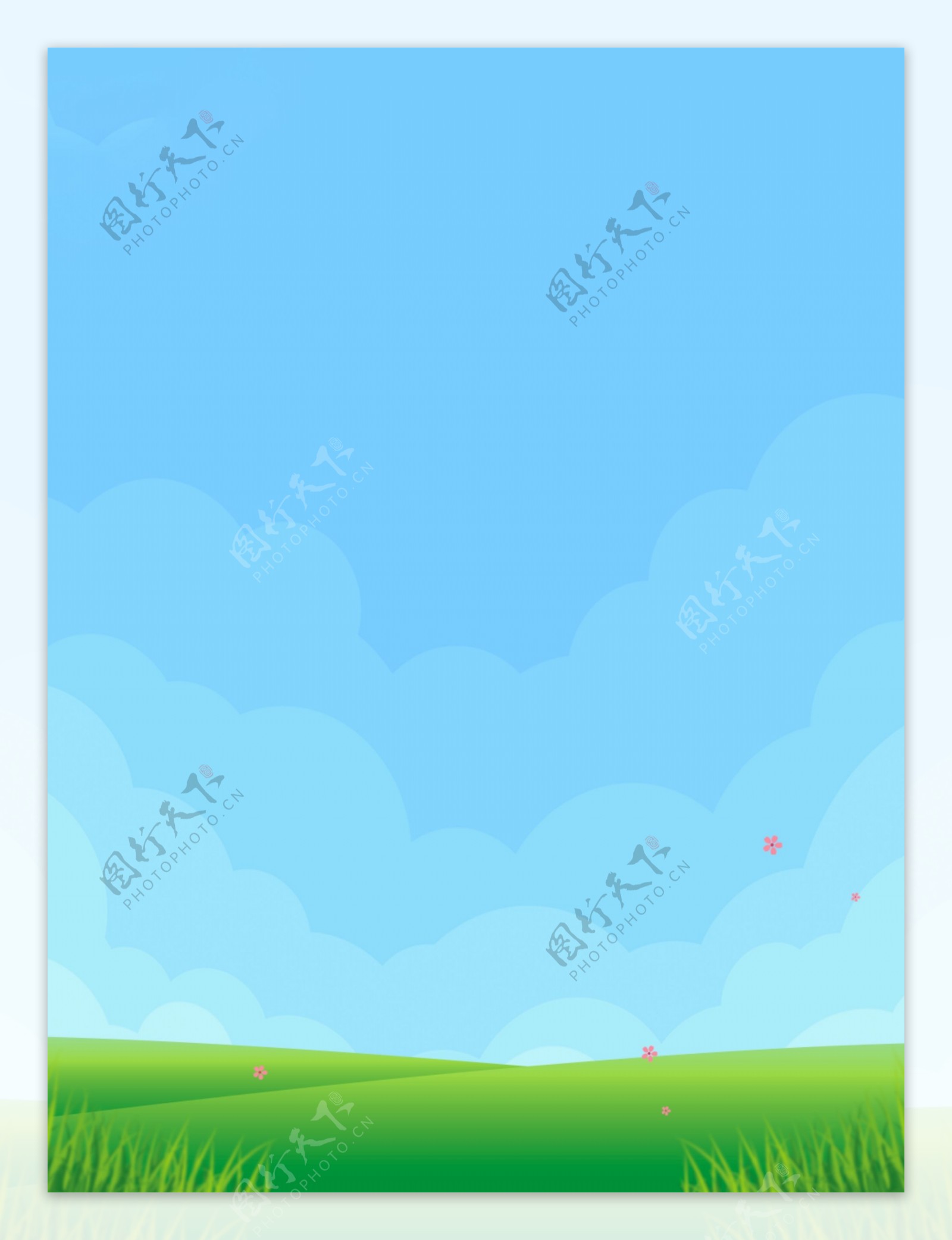 简约夏天自然草坪天空云层背景图