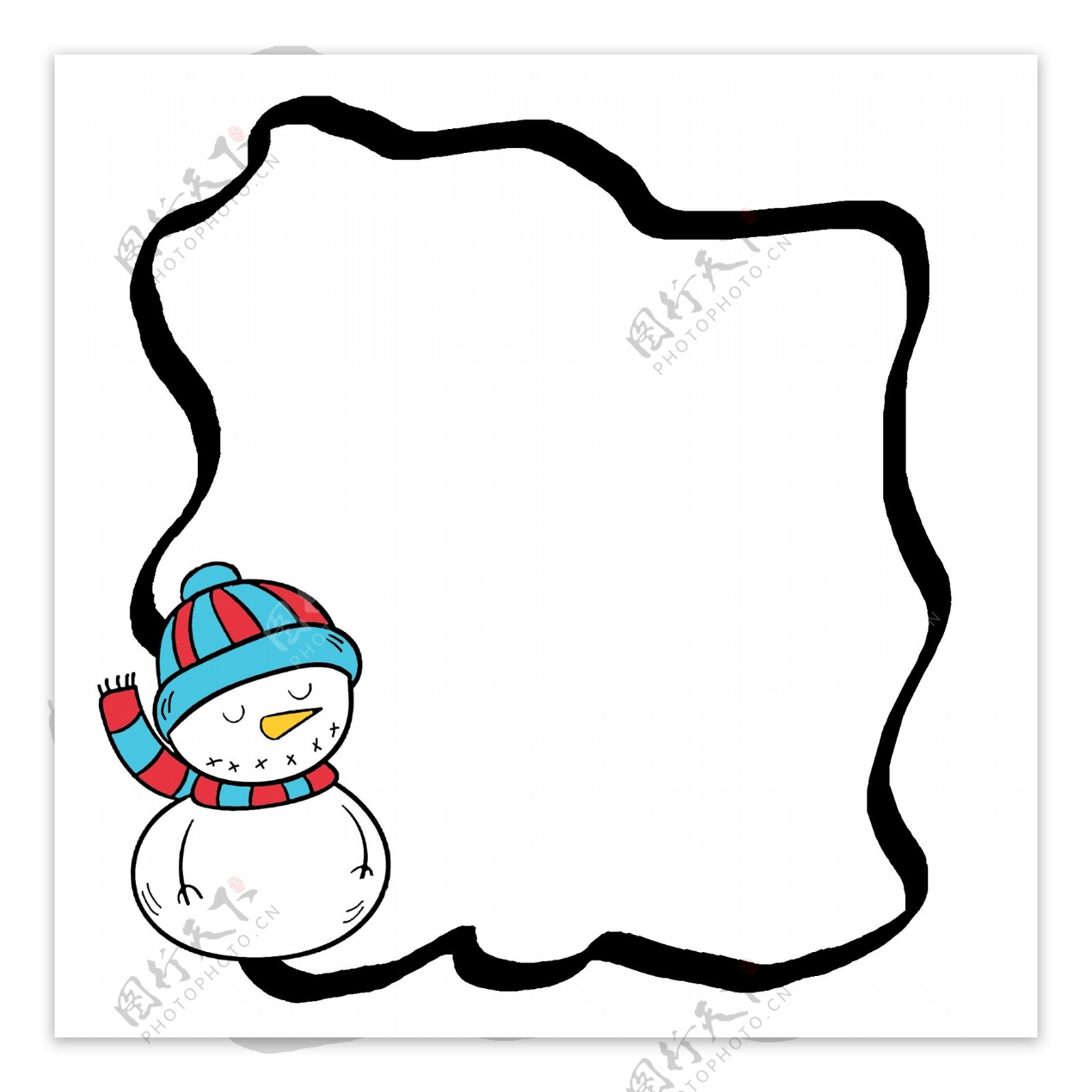 雪人边框卡通插画