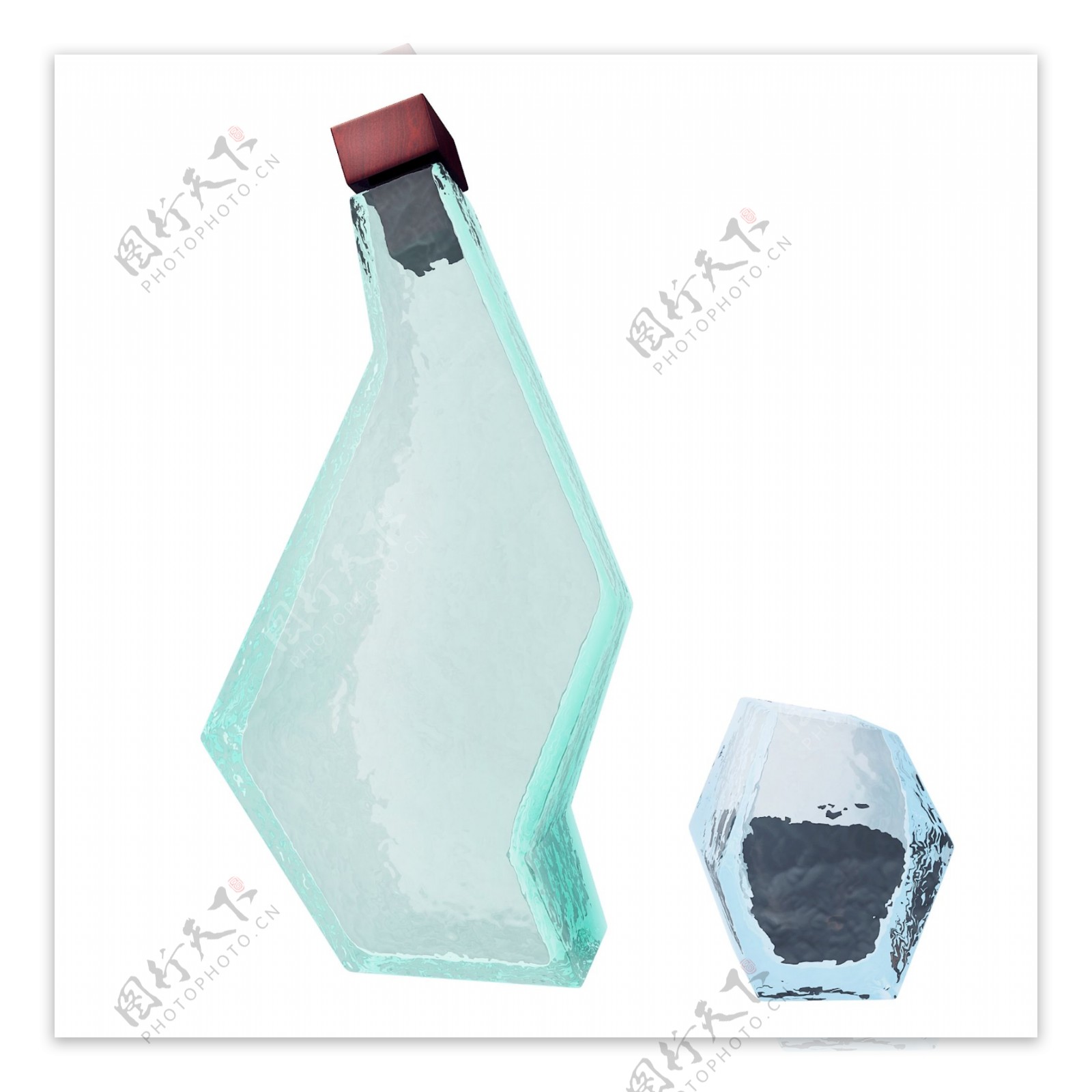 创意玻璃酒瓶png图