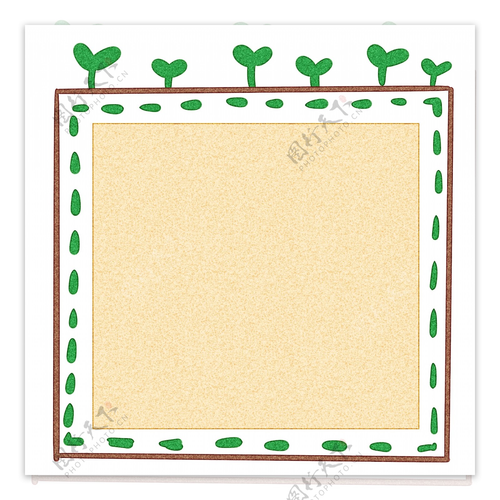 棕色植物边框插图