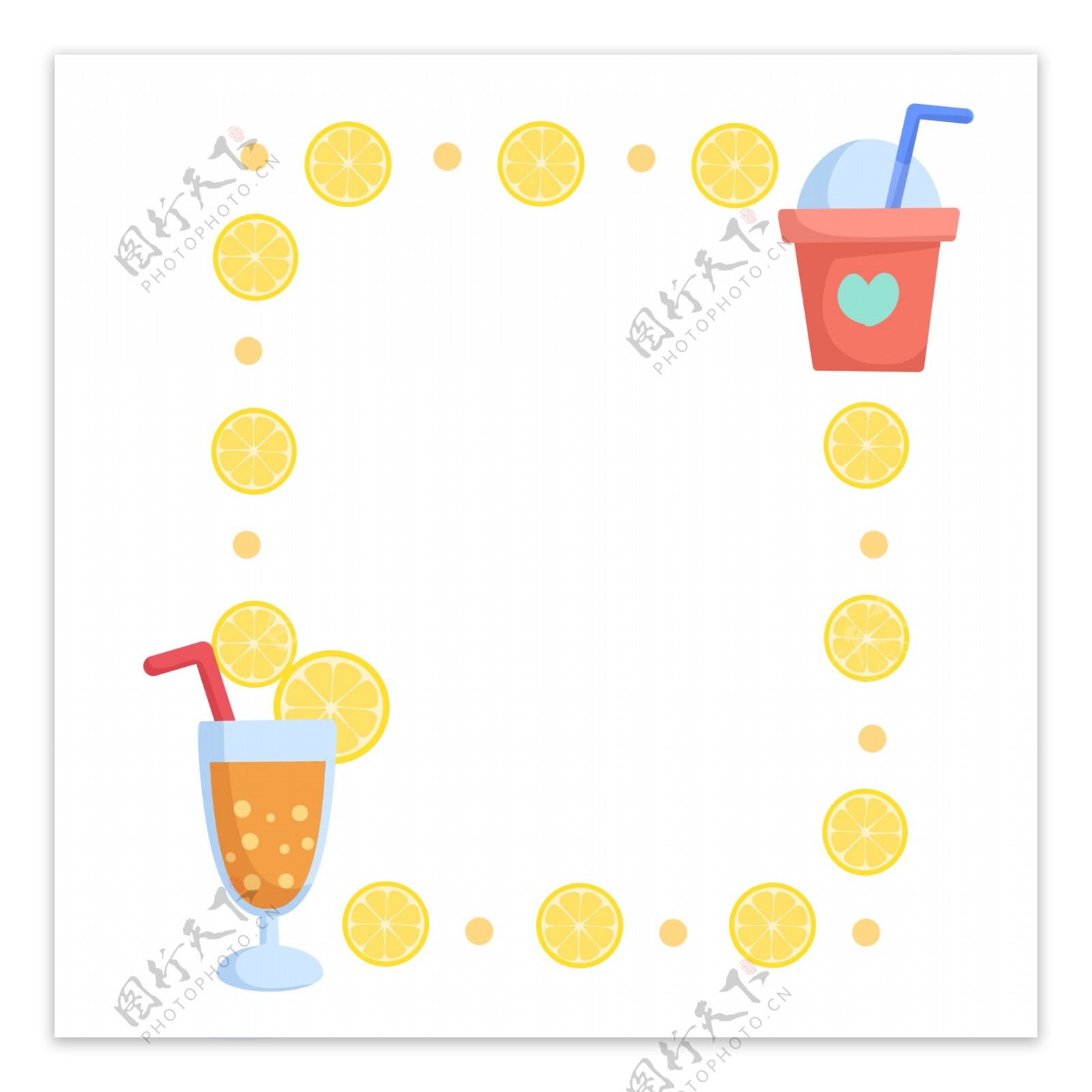 柠檬饮品边框插画