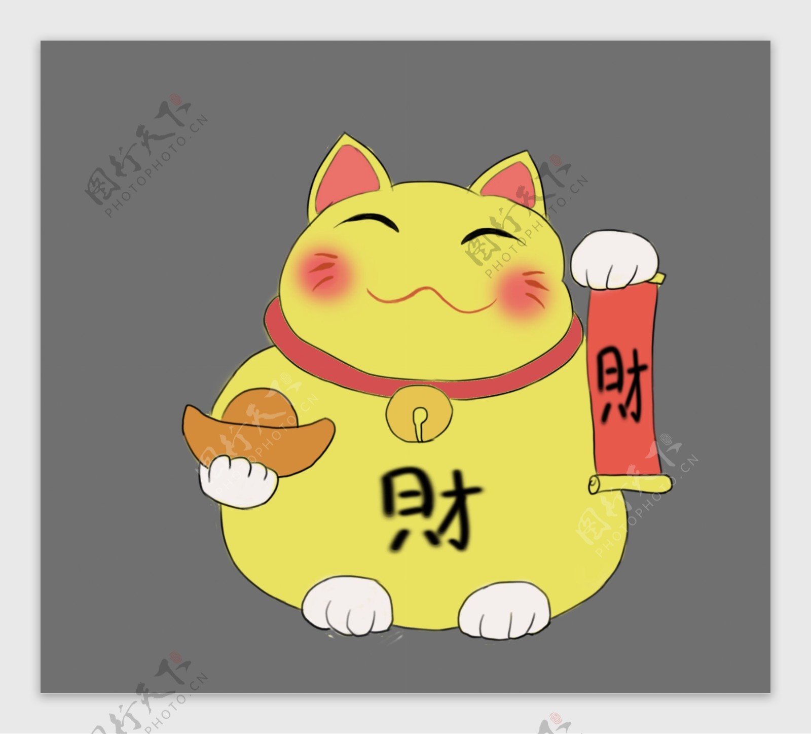 日本胖胖的招财猫插画