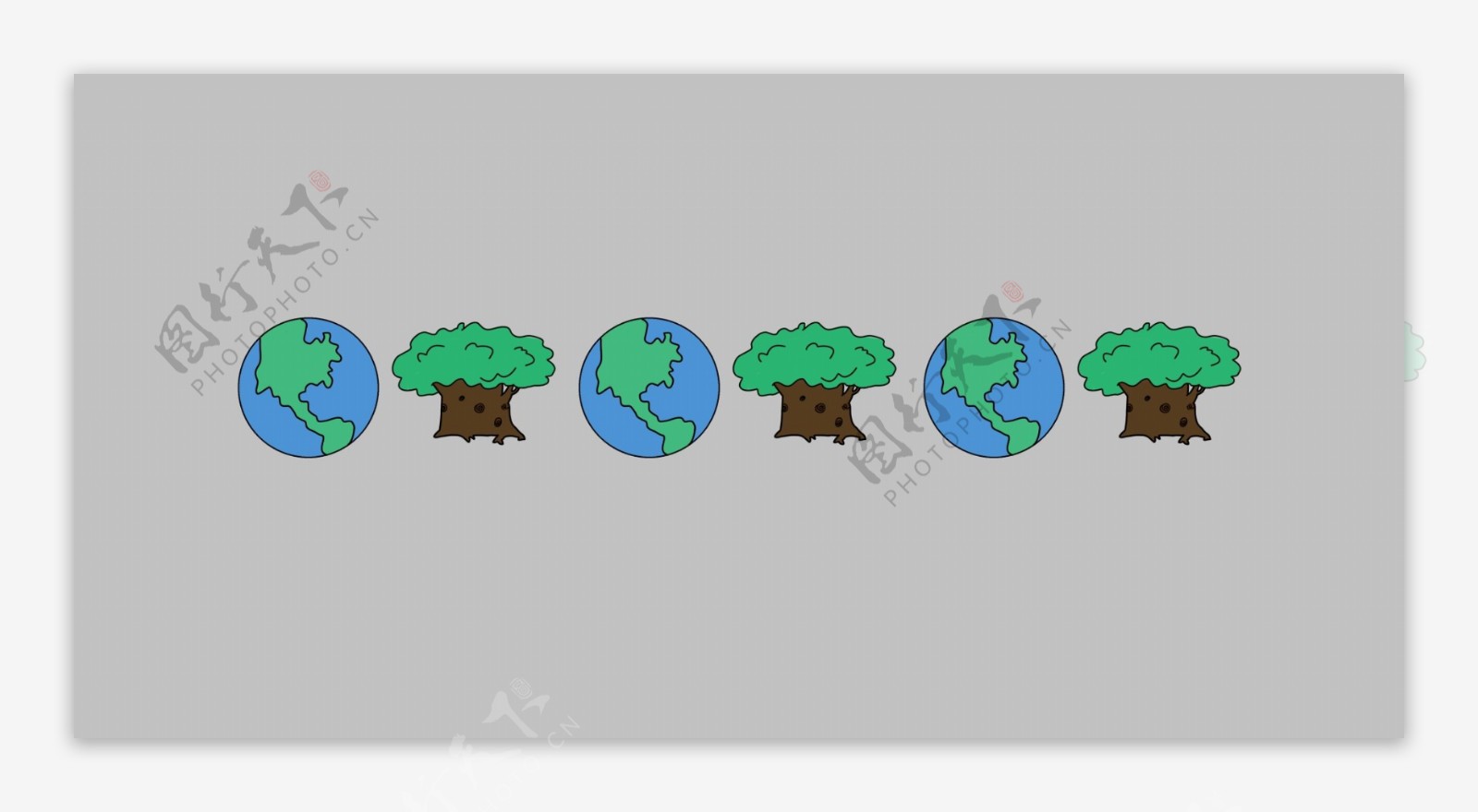 绿化树木分割线插画