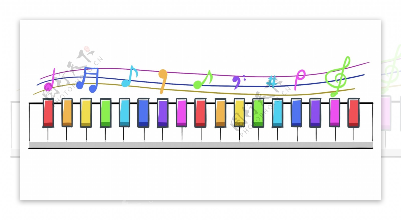 彩色钢琴按键分割线