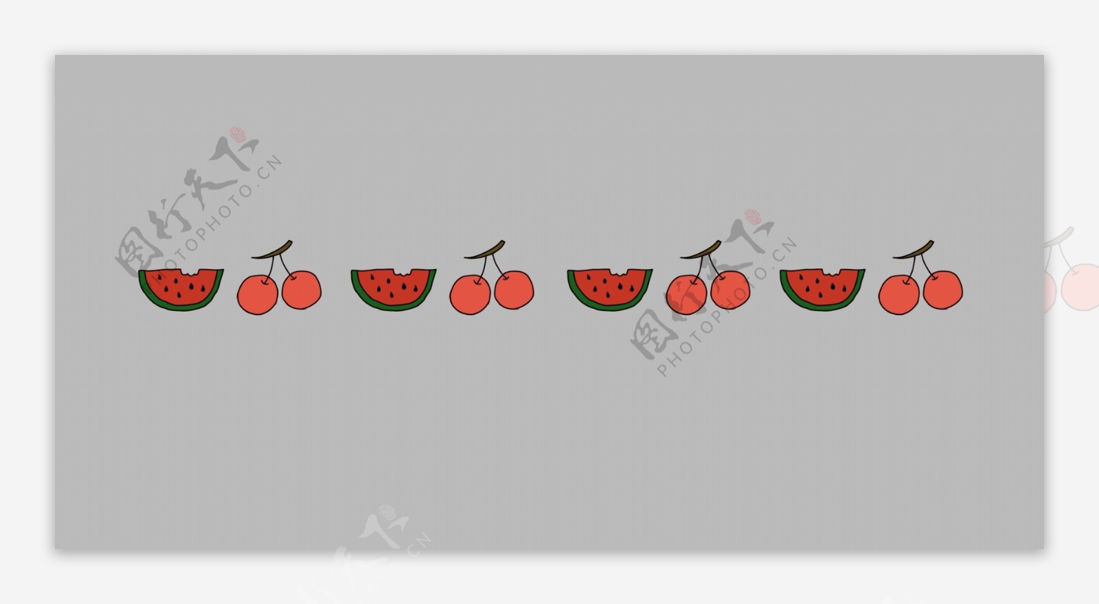 西瓜樱桃分割线插画