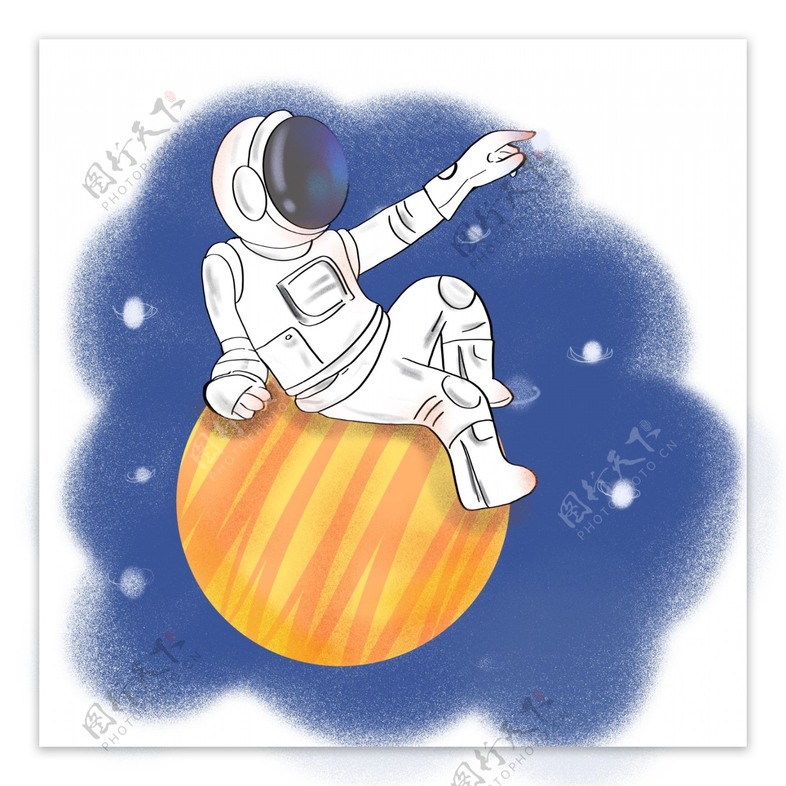 宇航员太空星球卡通元素