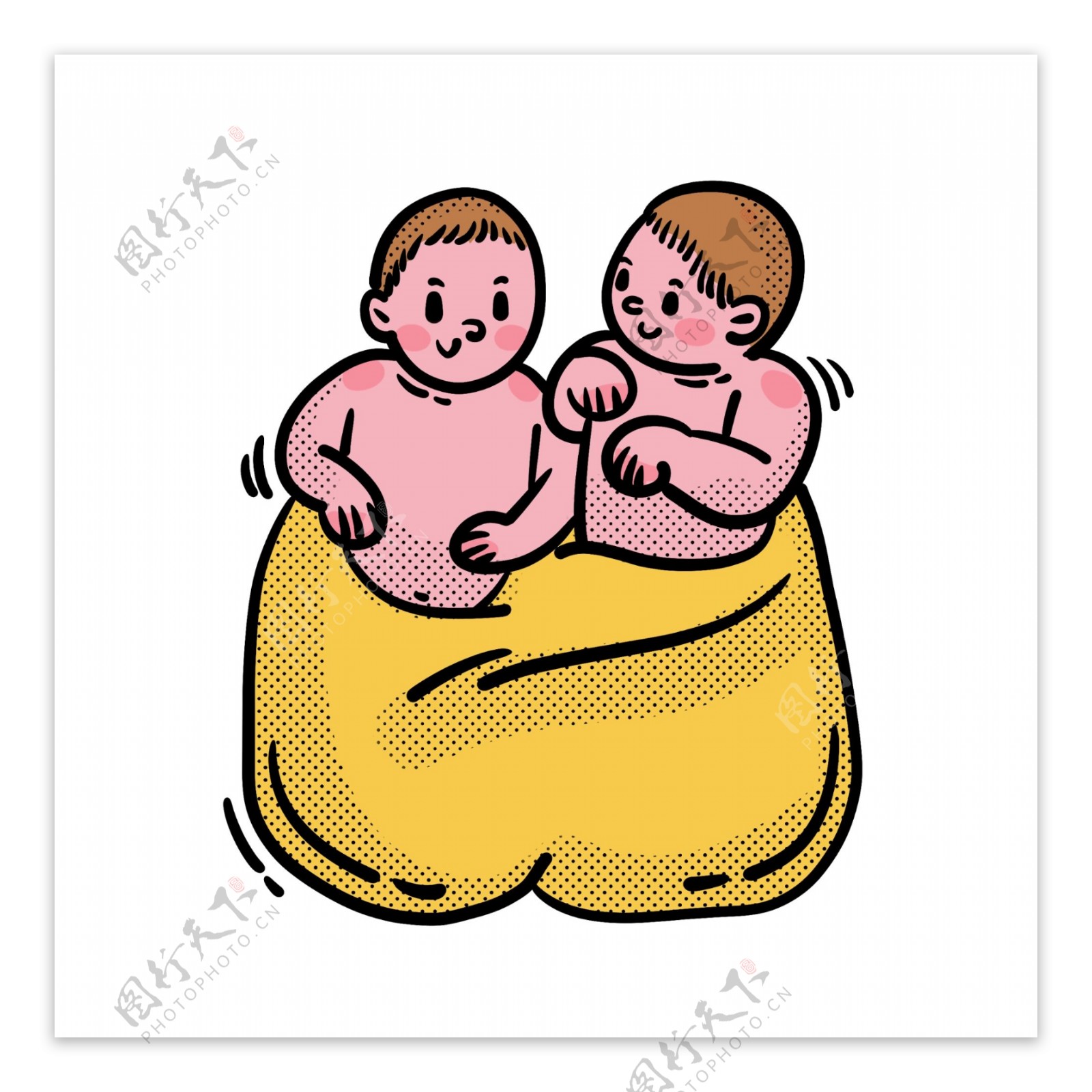 卡通矢量免抠可爱两个婴儿宝宝双胞胎