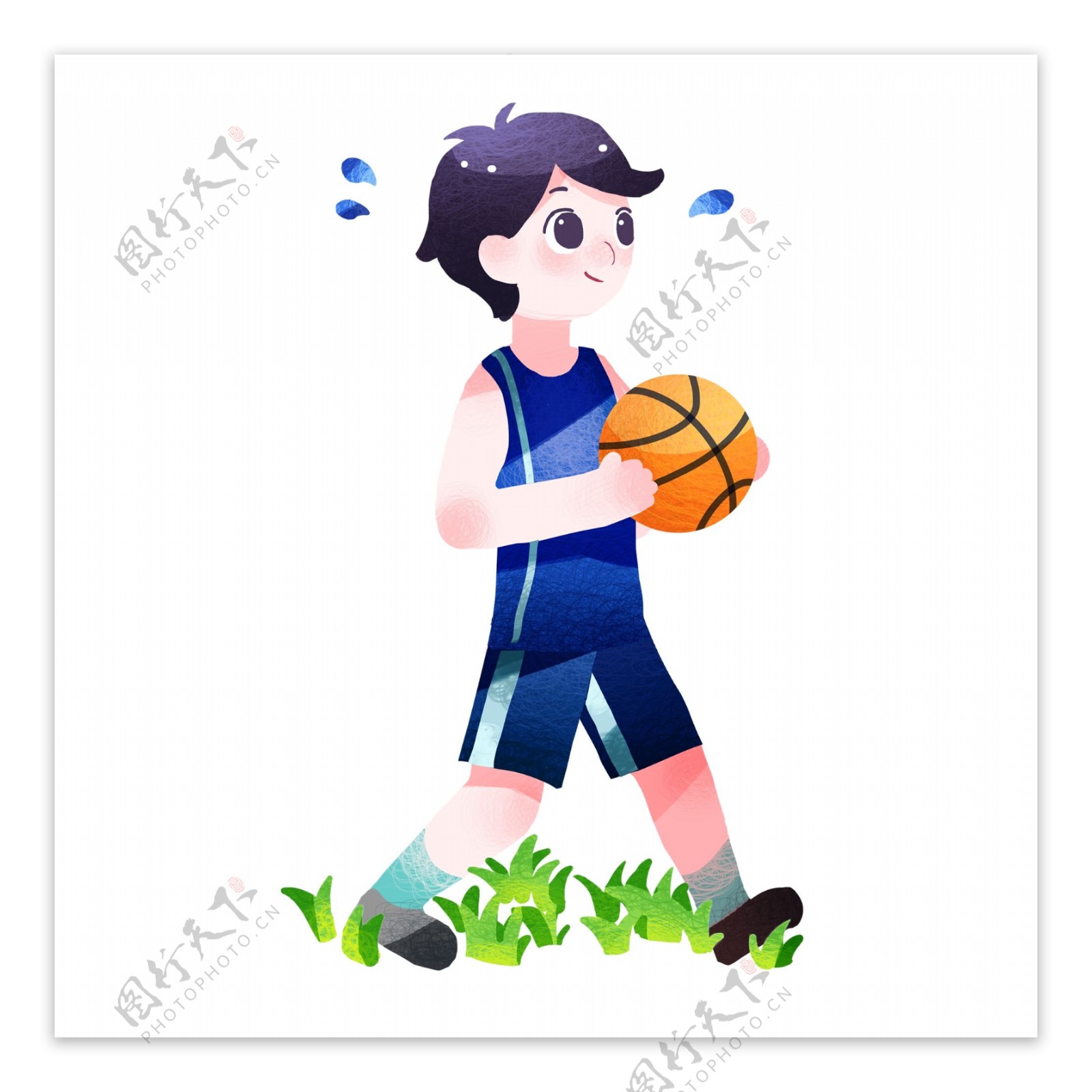 打篮球健身男孩插画