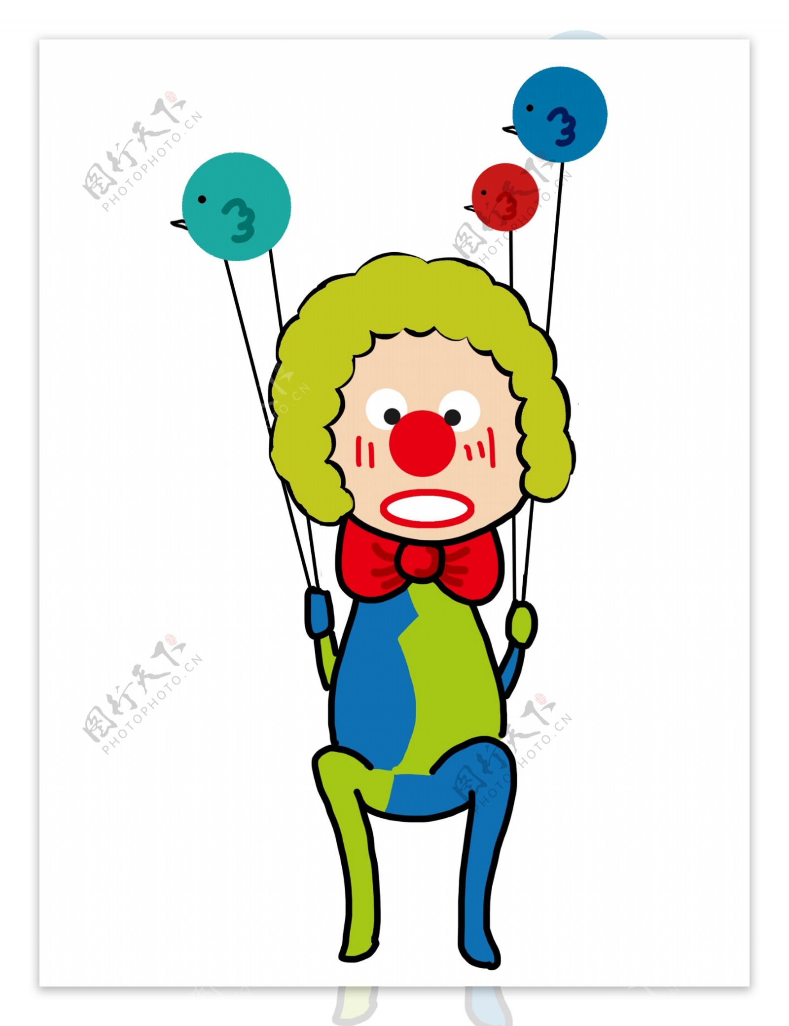 愚人节小丑气球插画