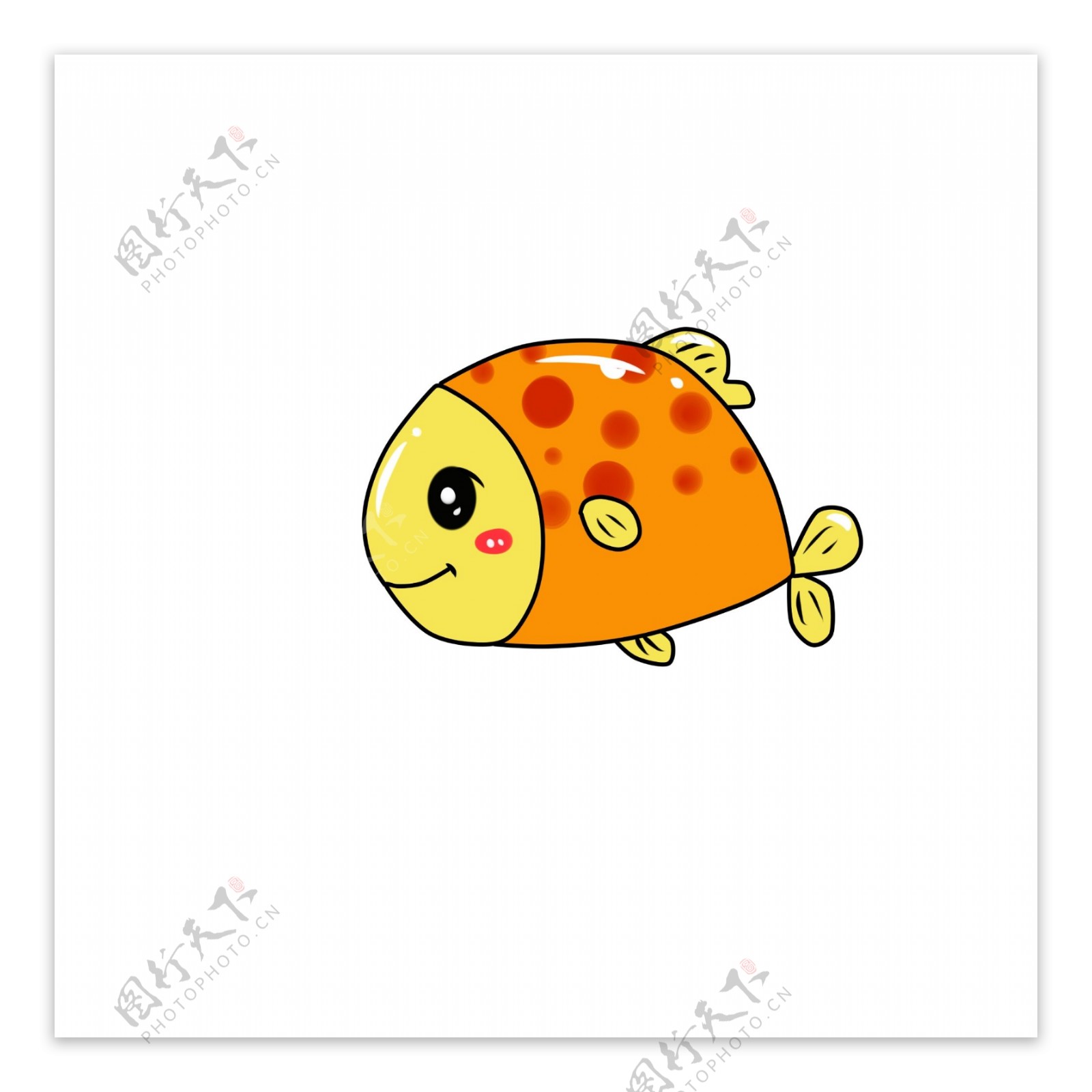 卡通动物橙色小鱼