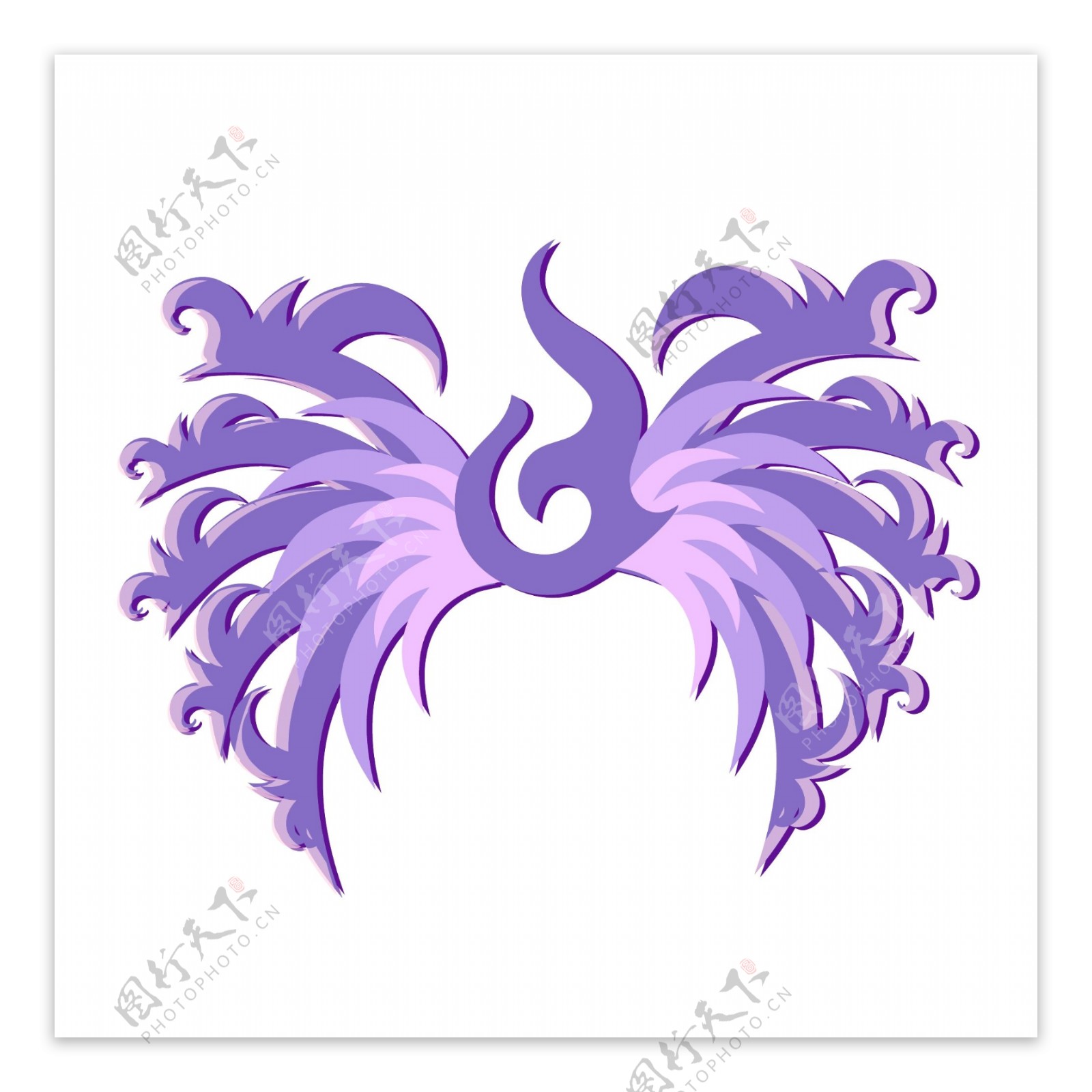 紫色系简约翅膀图腾矢量图案元素