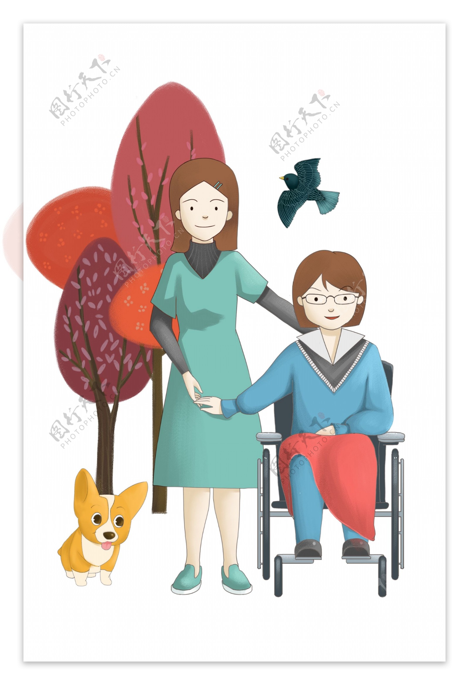 世界残疾人日手绘插画
