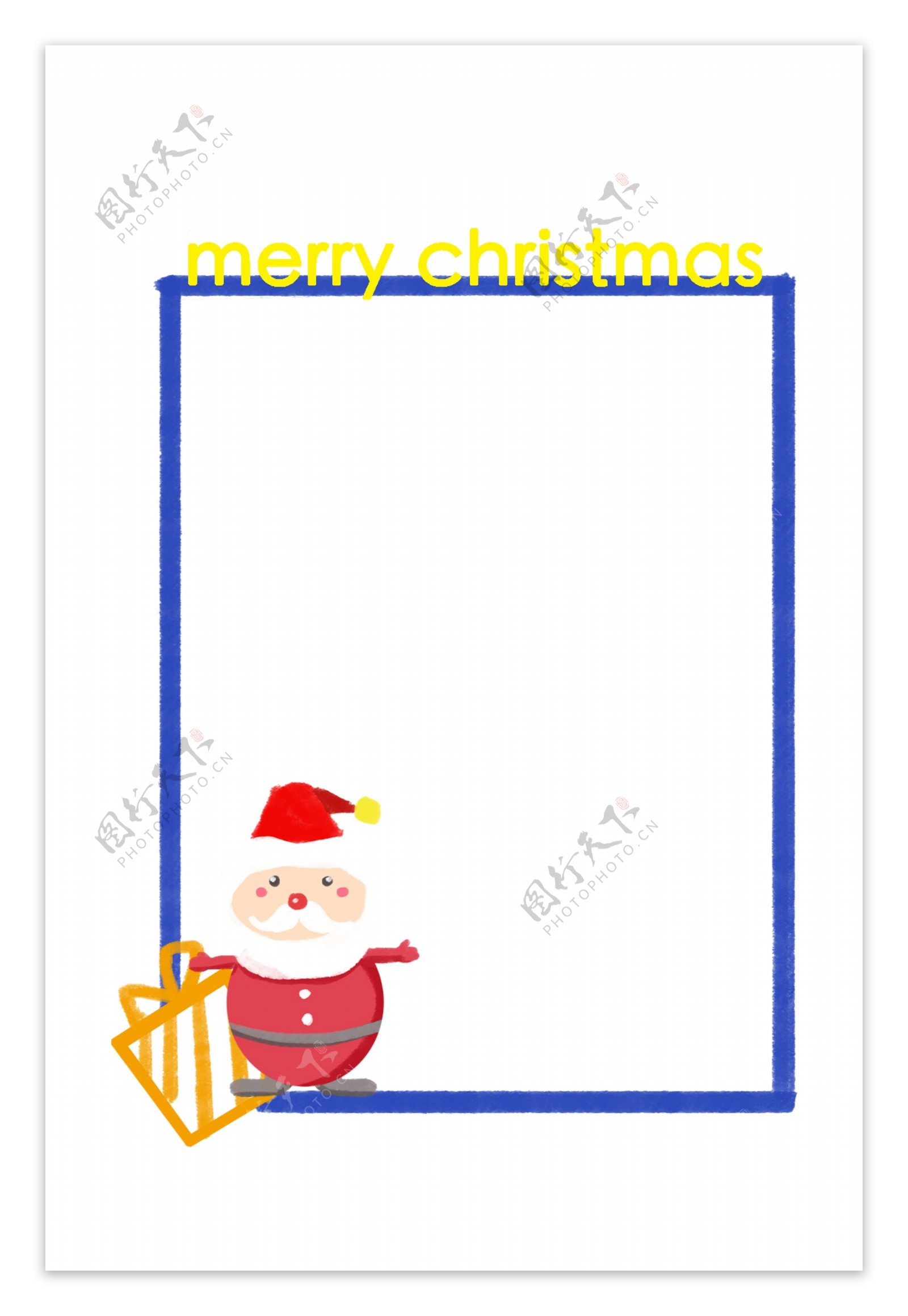 圣诞老人礼盒蓝色边框