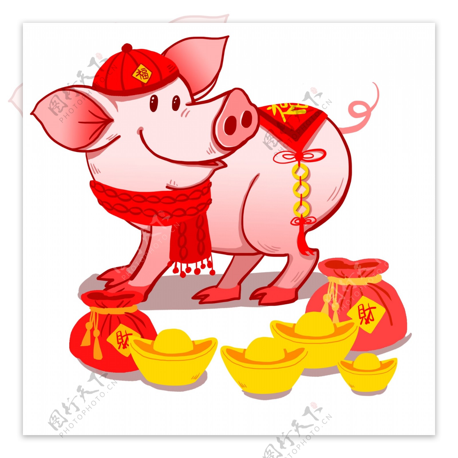 新年卡通手绘福猪