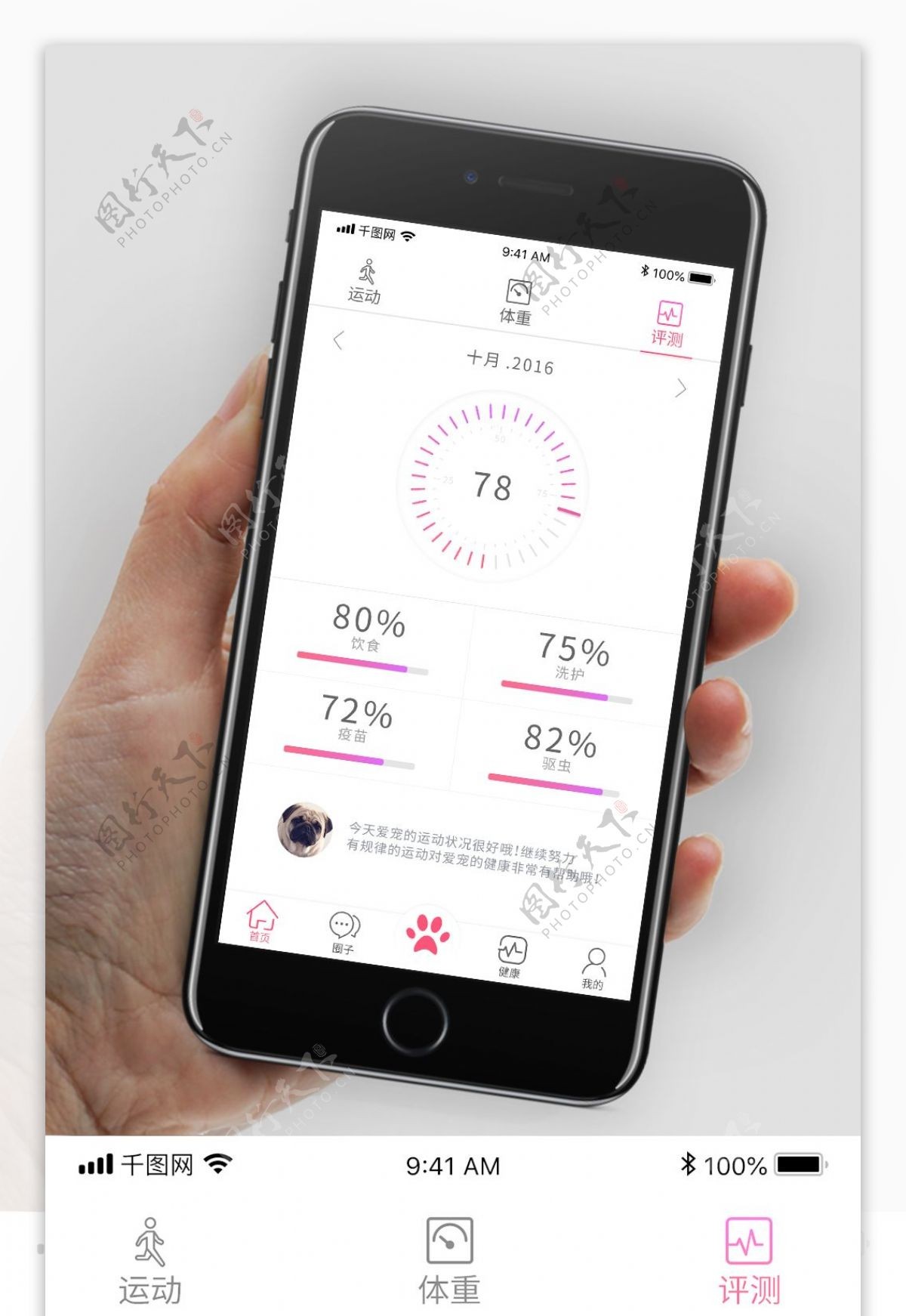 宠物粉色系数据统计列表手机app页面