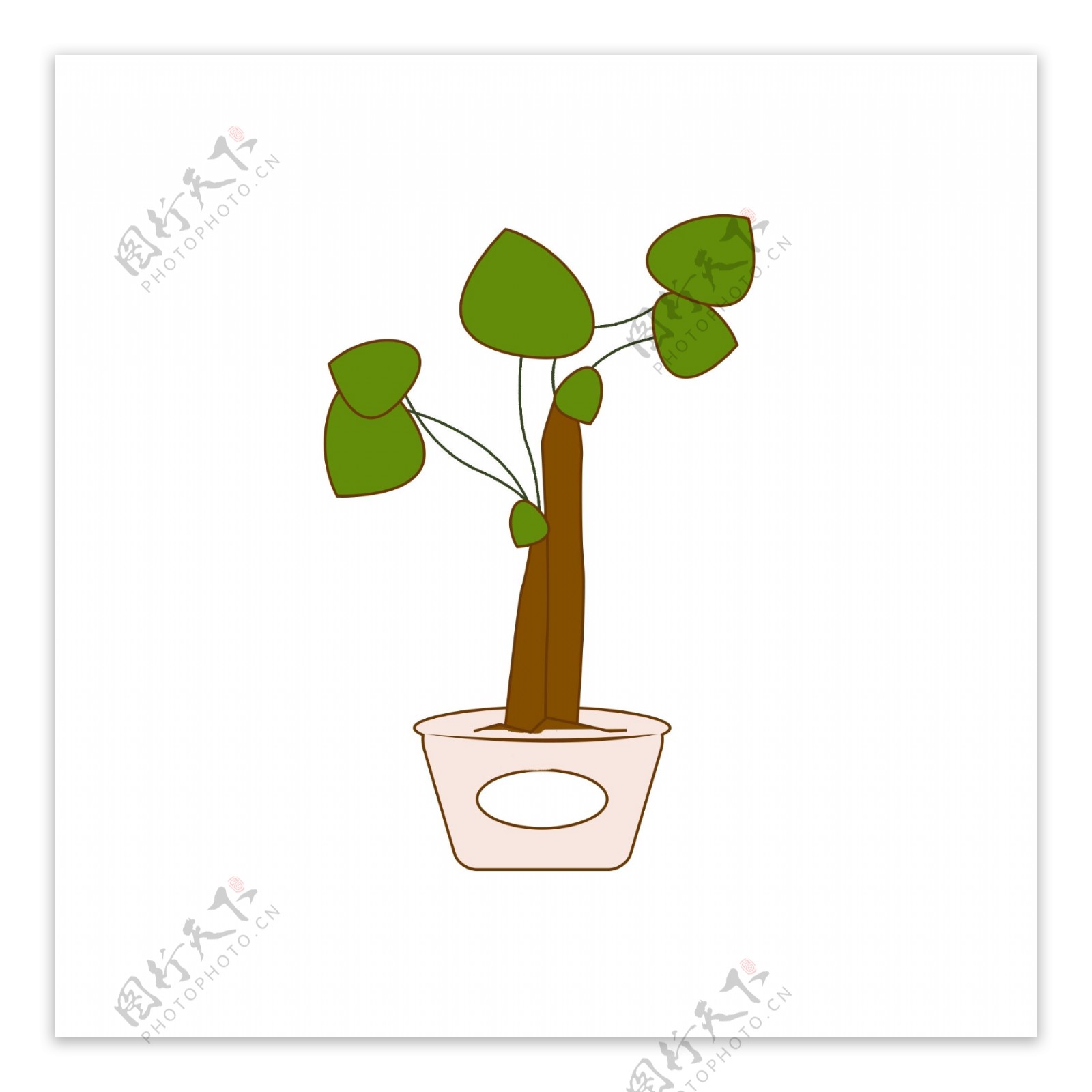 盆栽绿植植物卡通手绘扁平