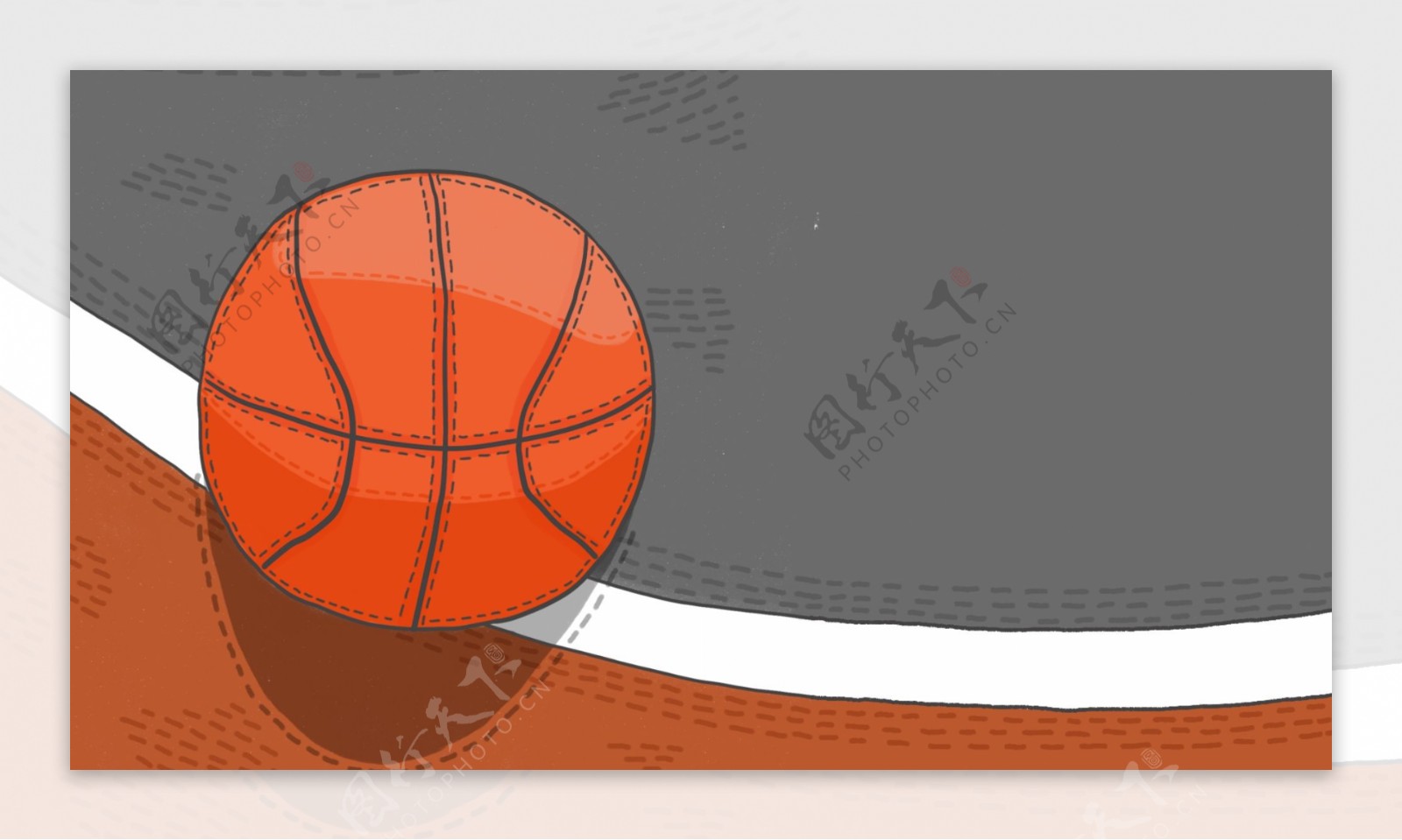 卡通手绘篮球运动插画背景