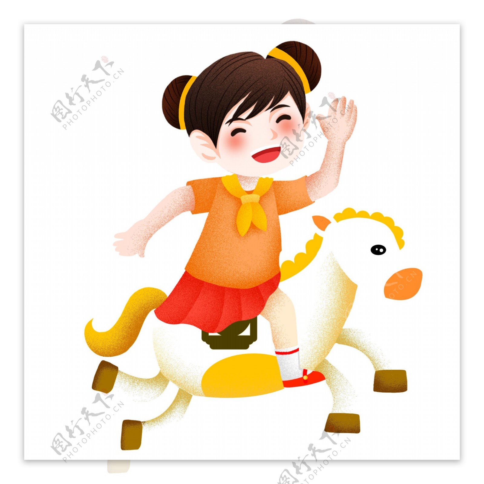 创意卡通骑着木马的女孩