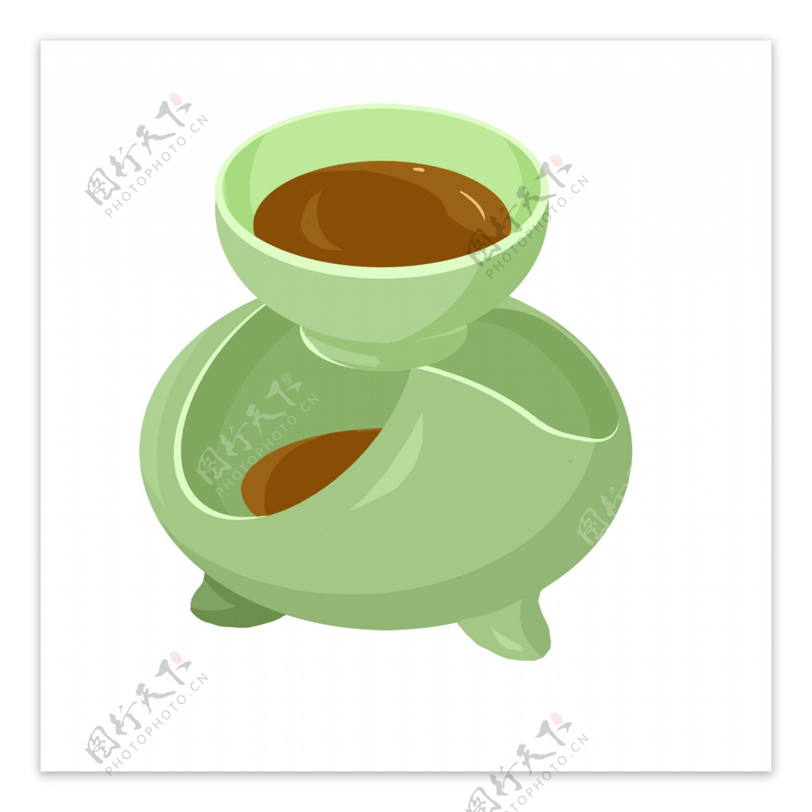 清明节手绘古风茶具元素茶壶茶杯瓷器