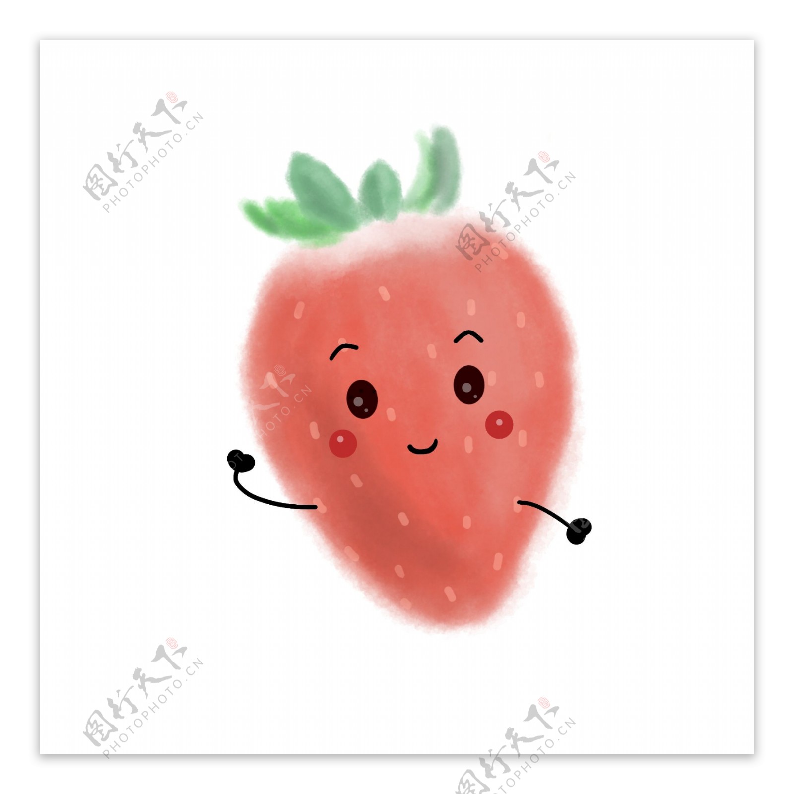可爱卡通水果笑脸草莓装饰图