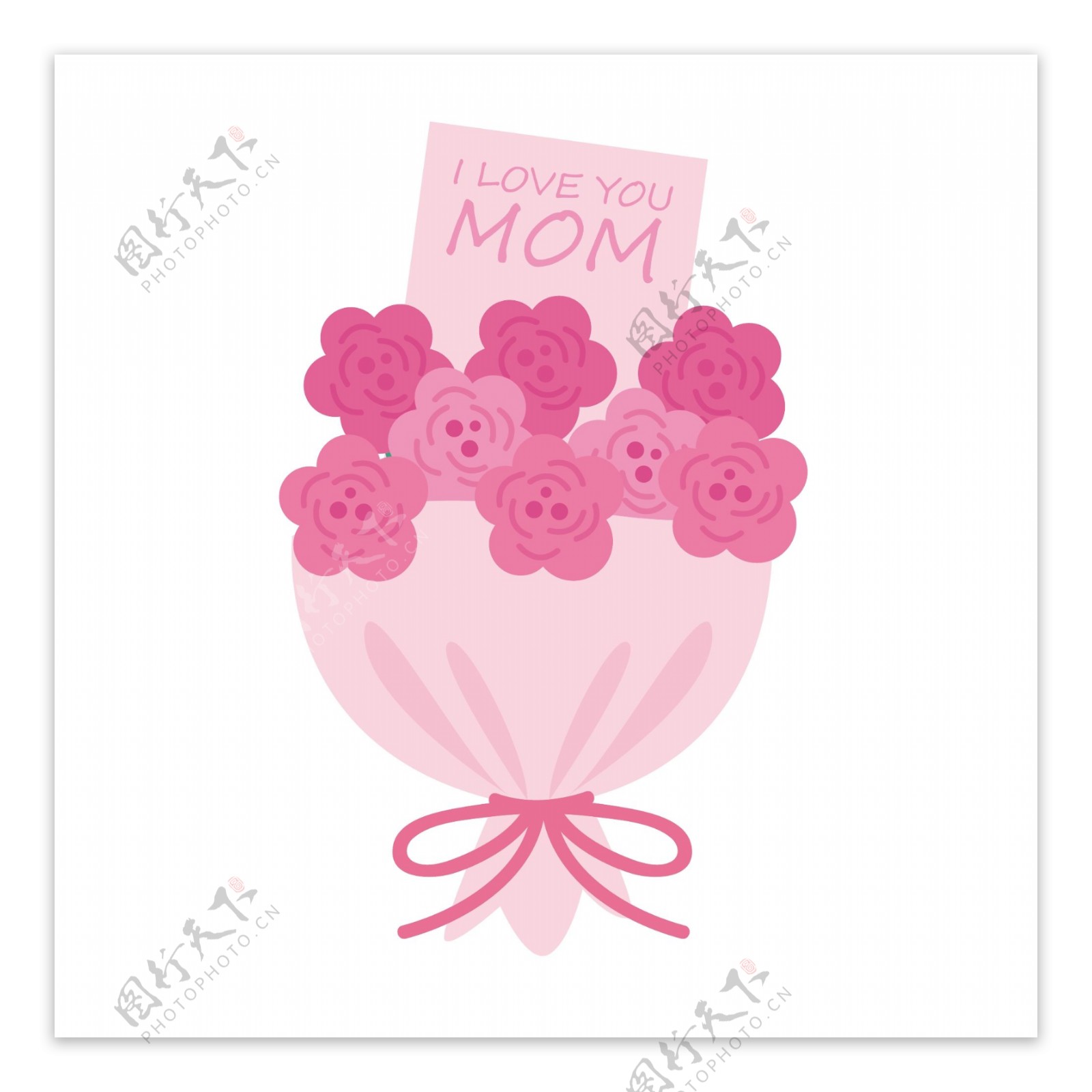 母亲节花束温馨粉色矢量素材