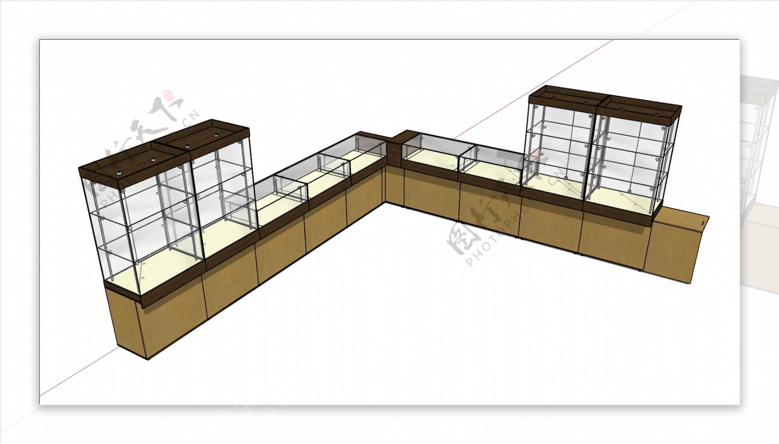 L形展柜SU模型