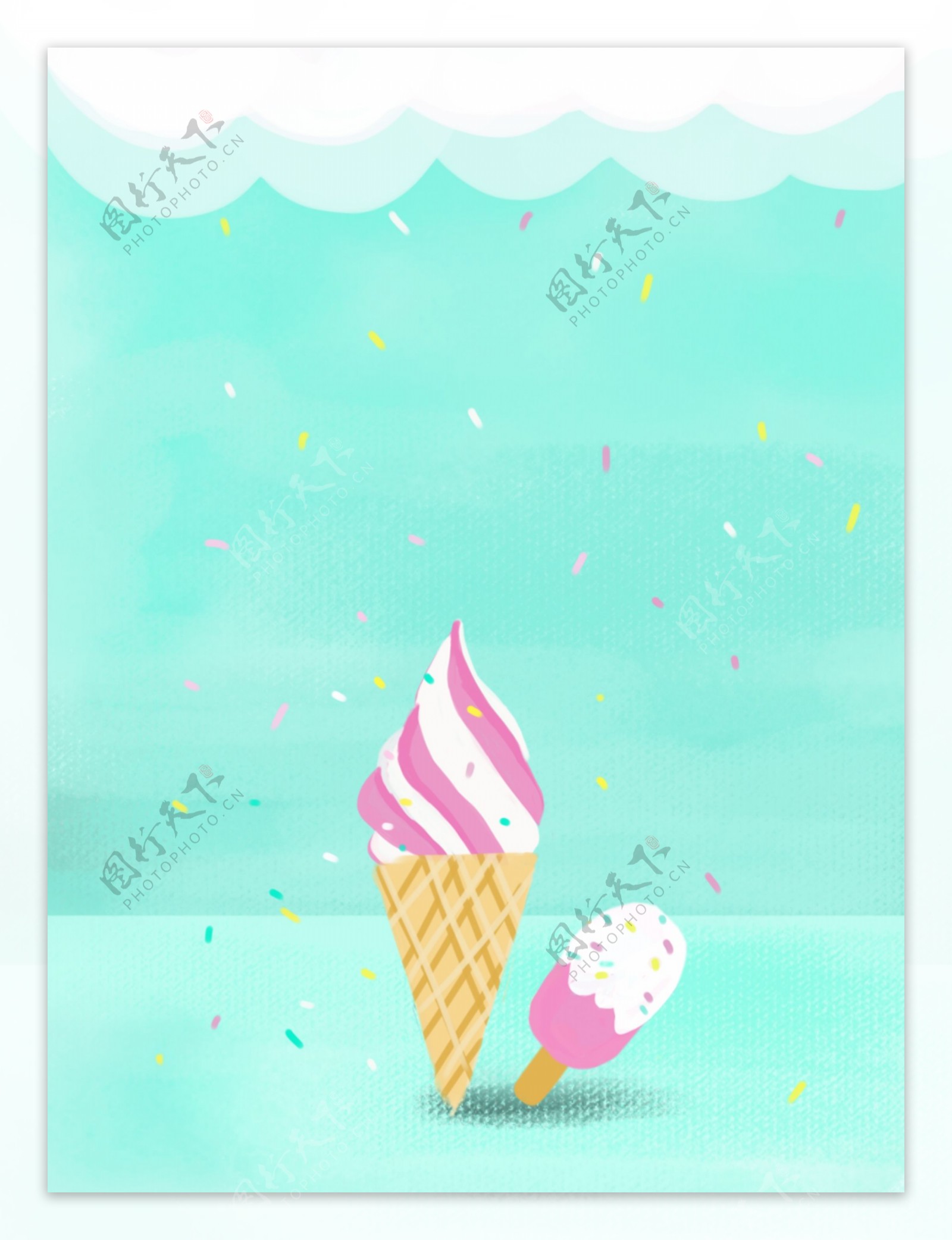 夏日清新冰淇淋背景