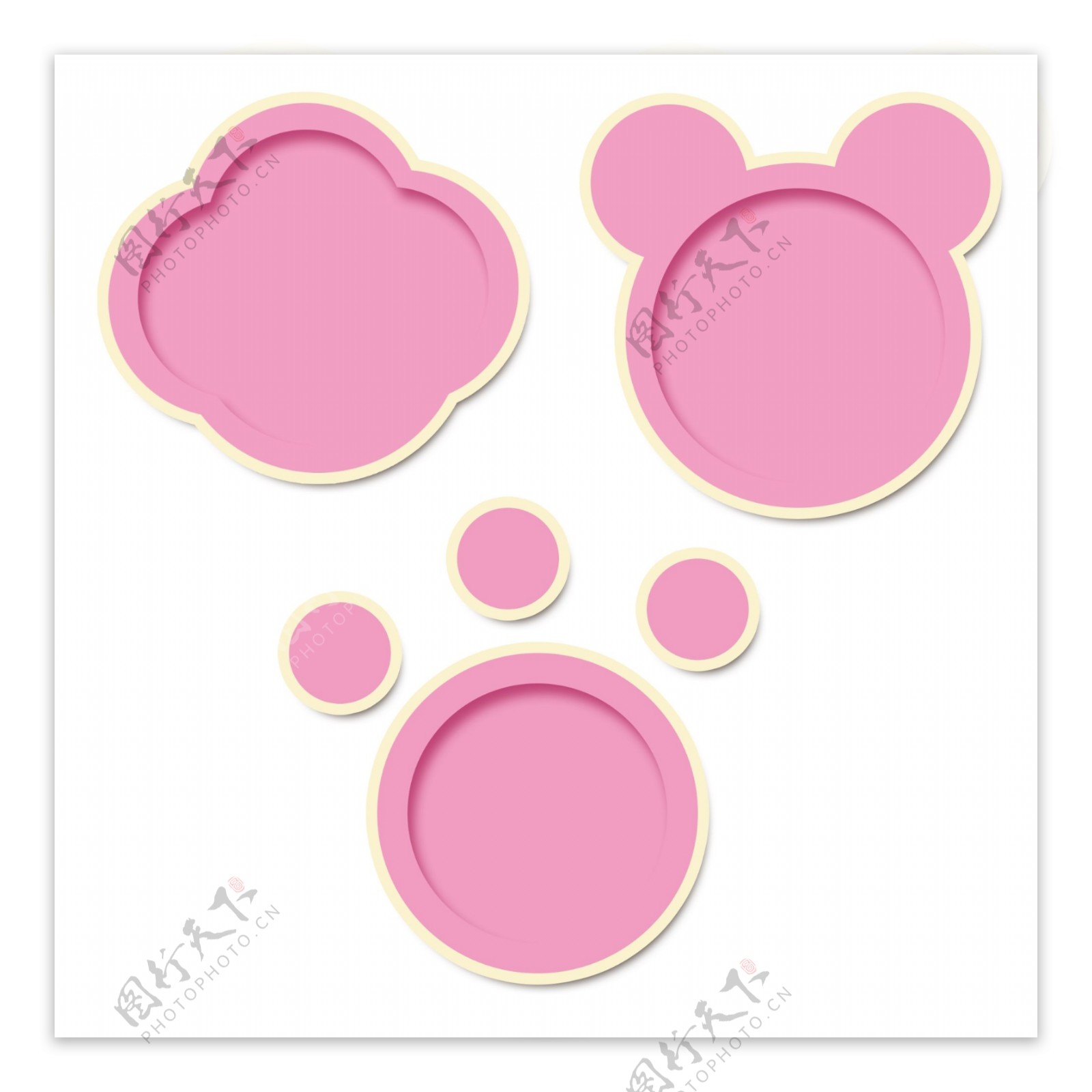 气泡粉色猫爪云朵对话框