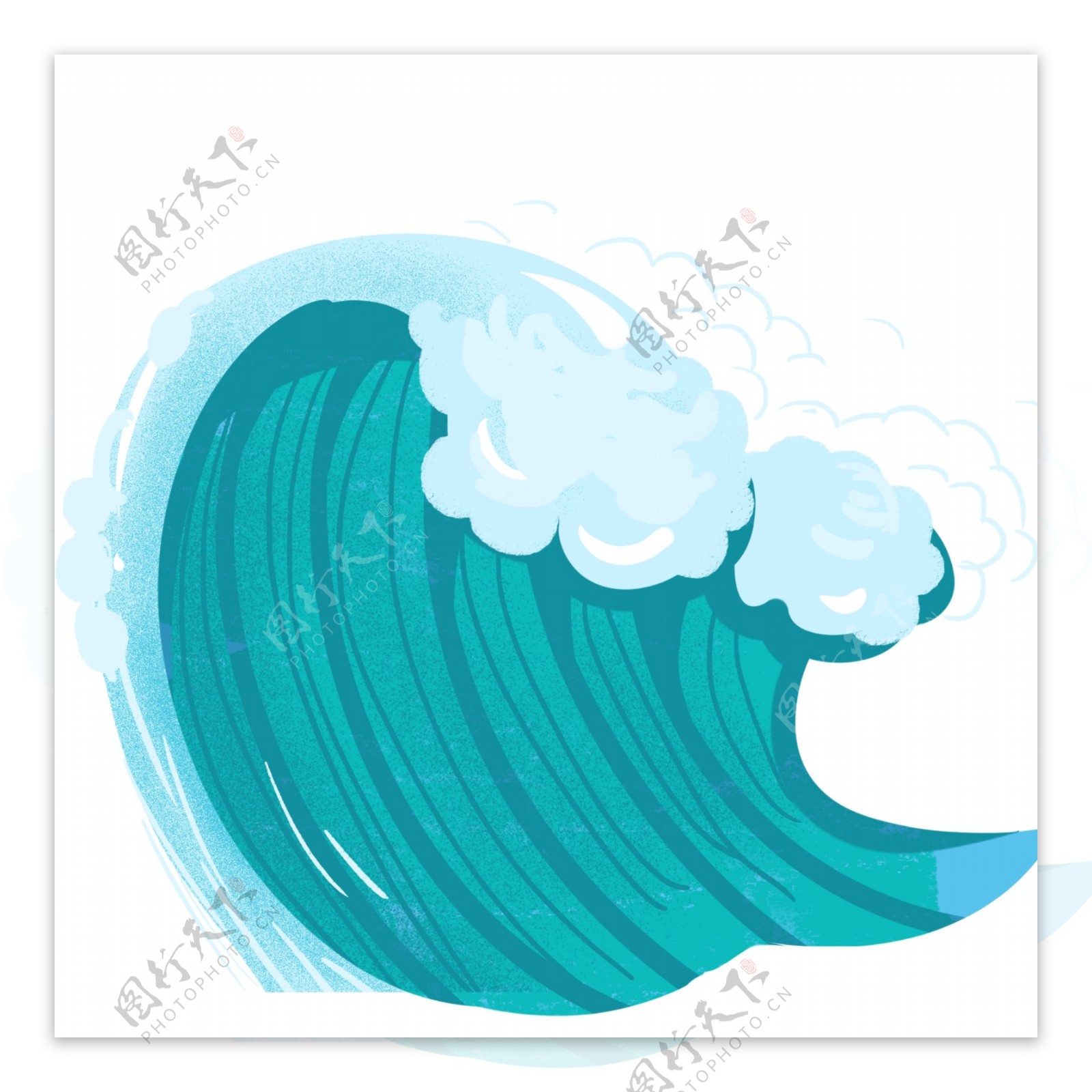 蓝色海浪插画图案