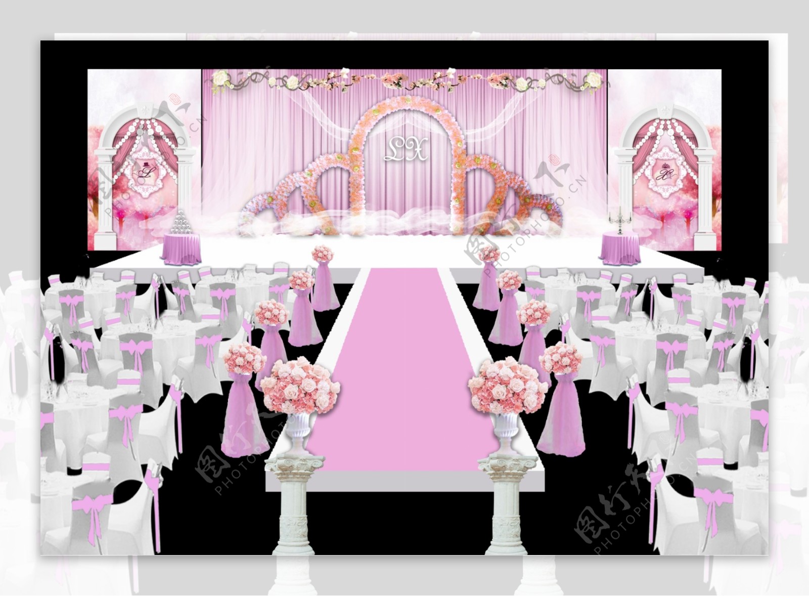粉色婚礼效果图背景