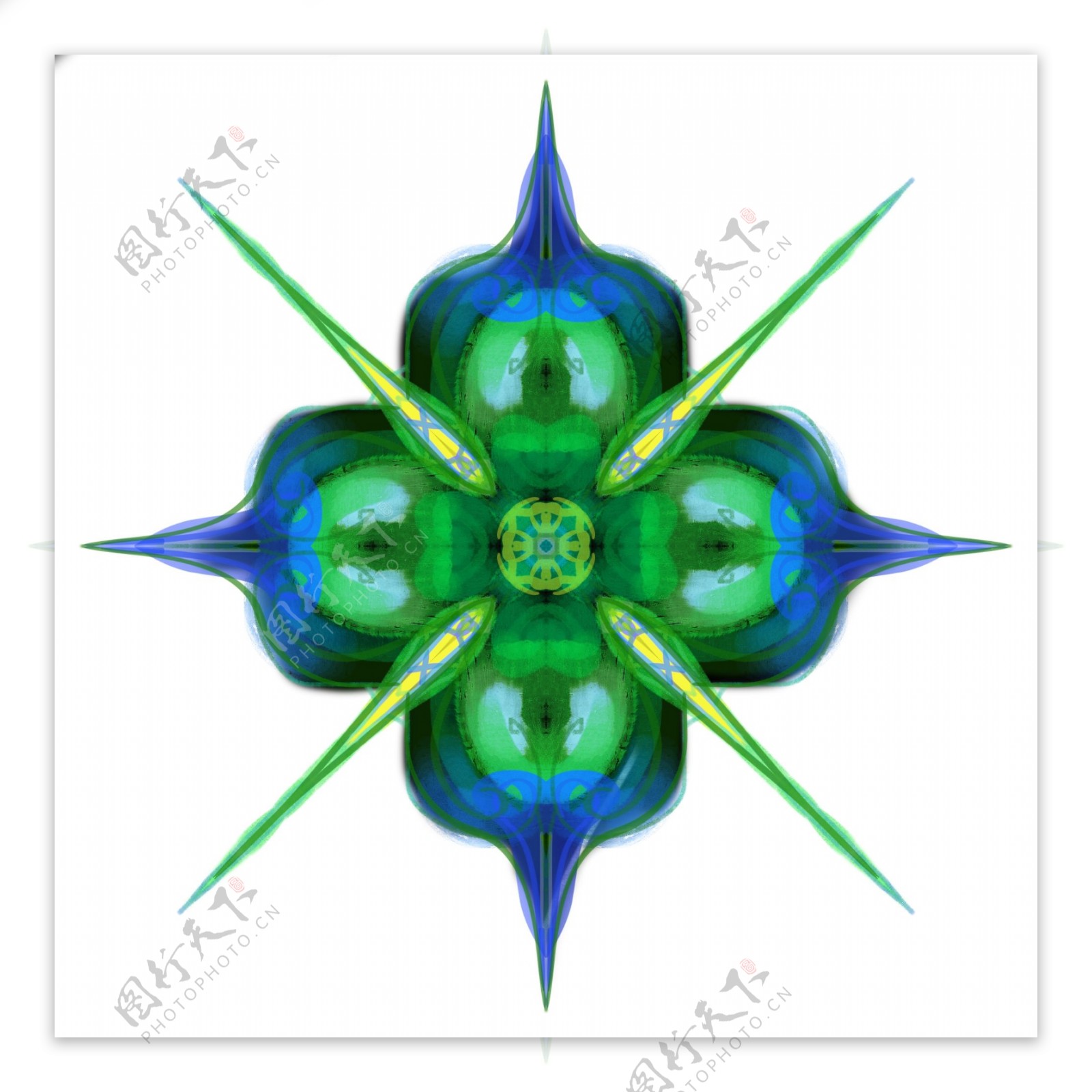 蓝绿色神秘光感名片花纹设计海报装饰元素