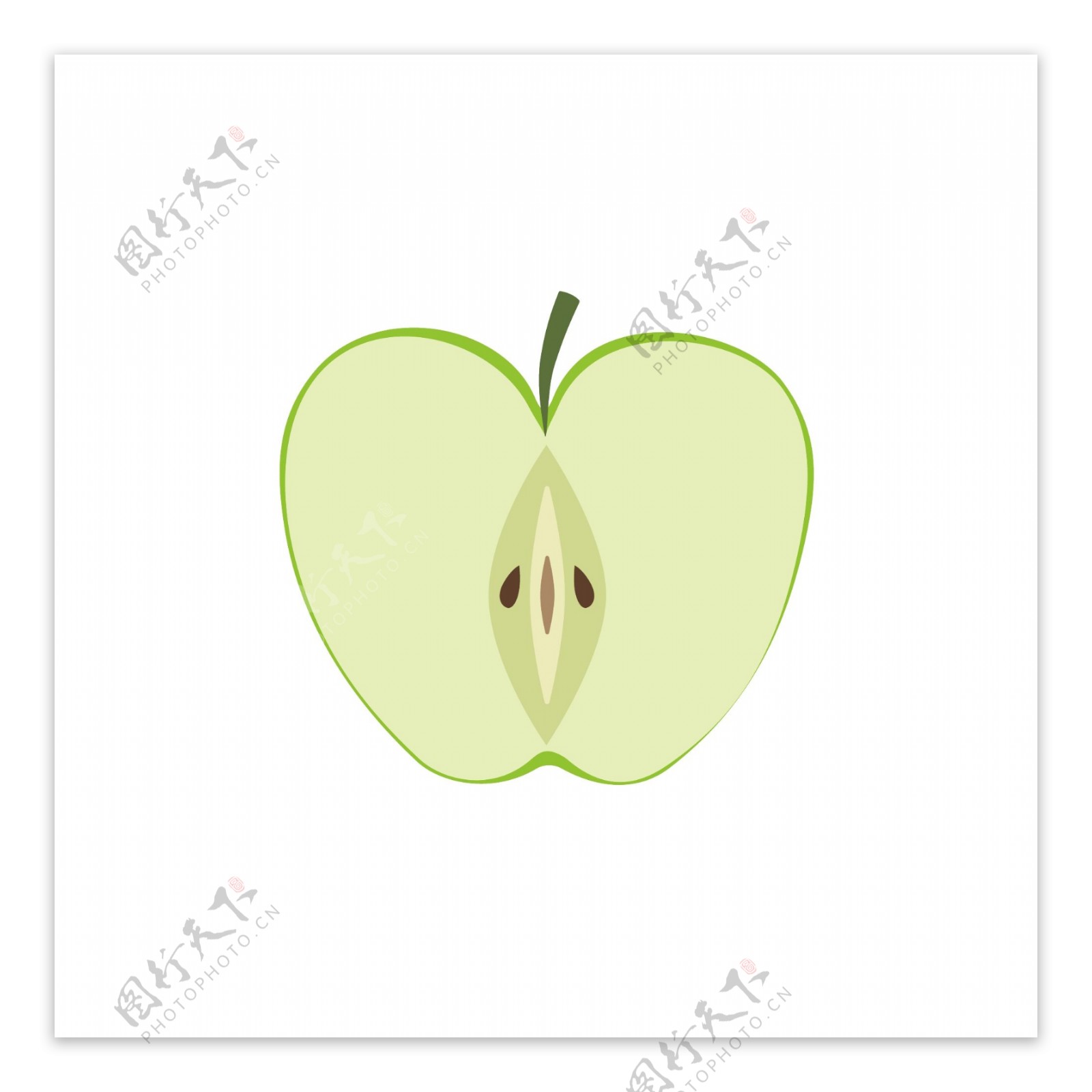 原创切开的苹果青苹果水果手绘