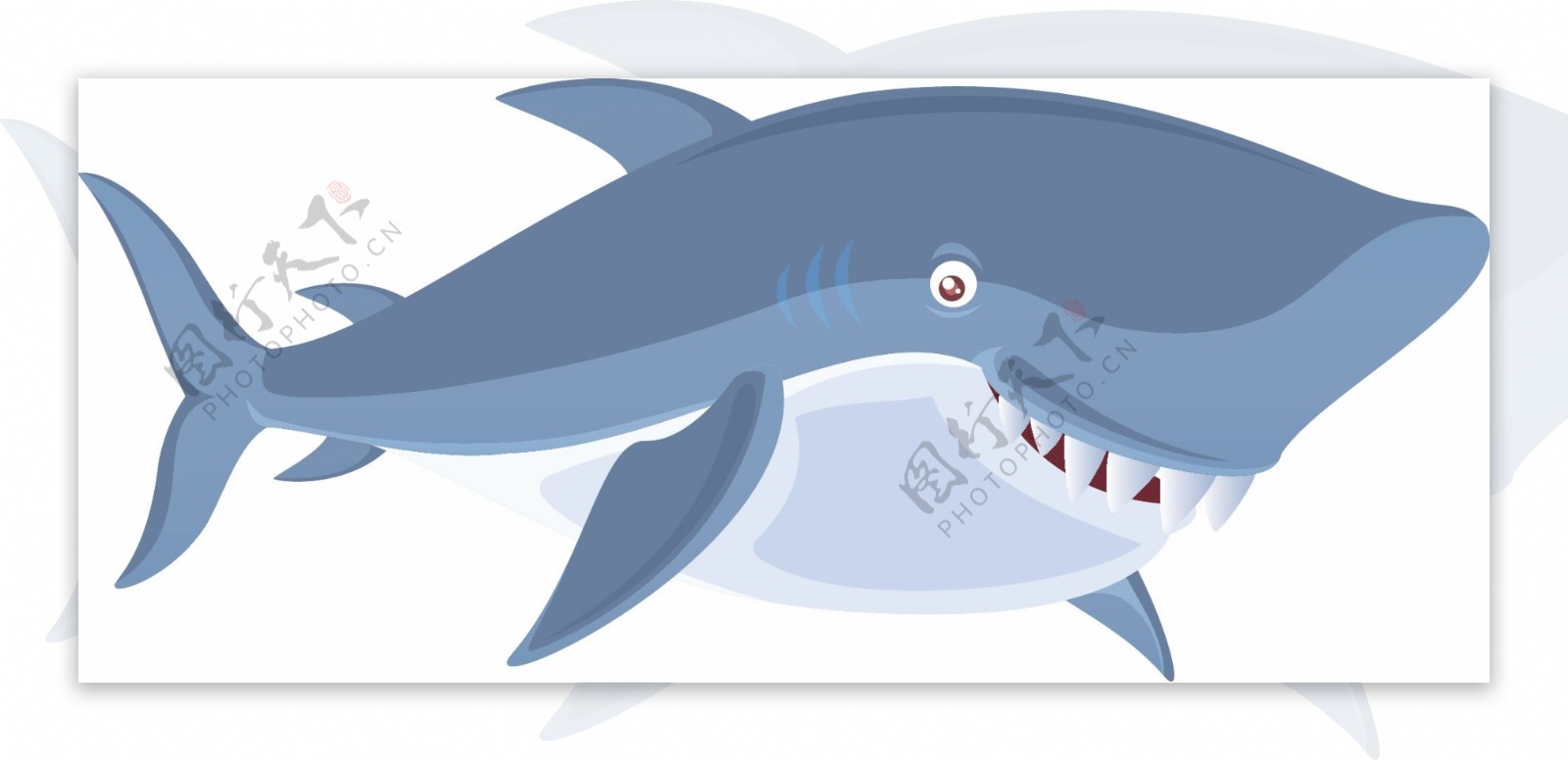 卡通海洋动物鲨鱼
