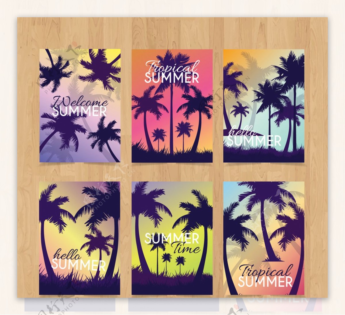 6款创意夏季棕榈树卡片