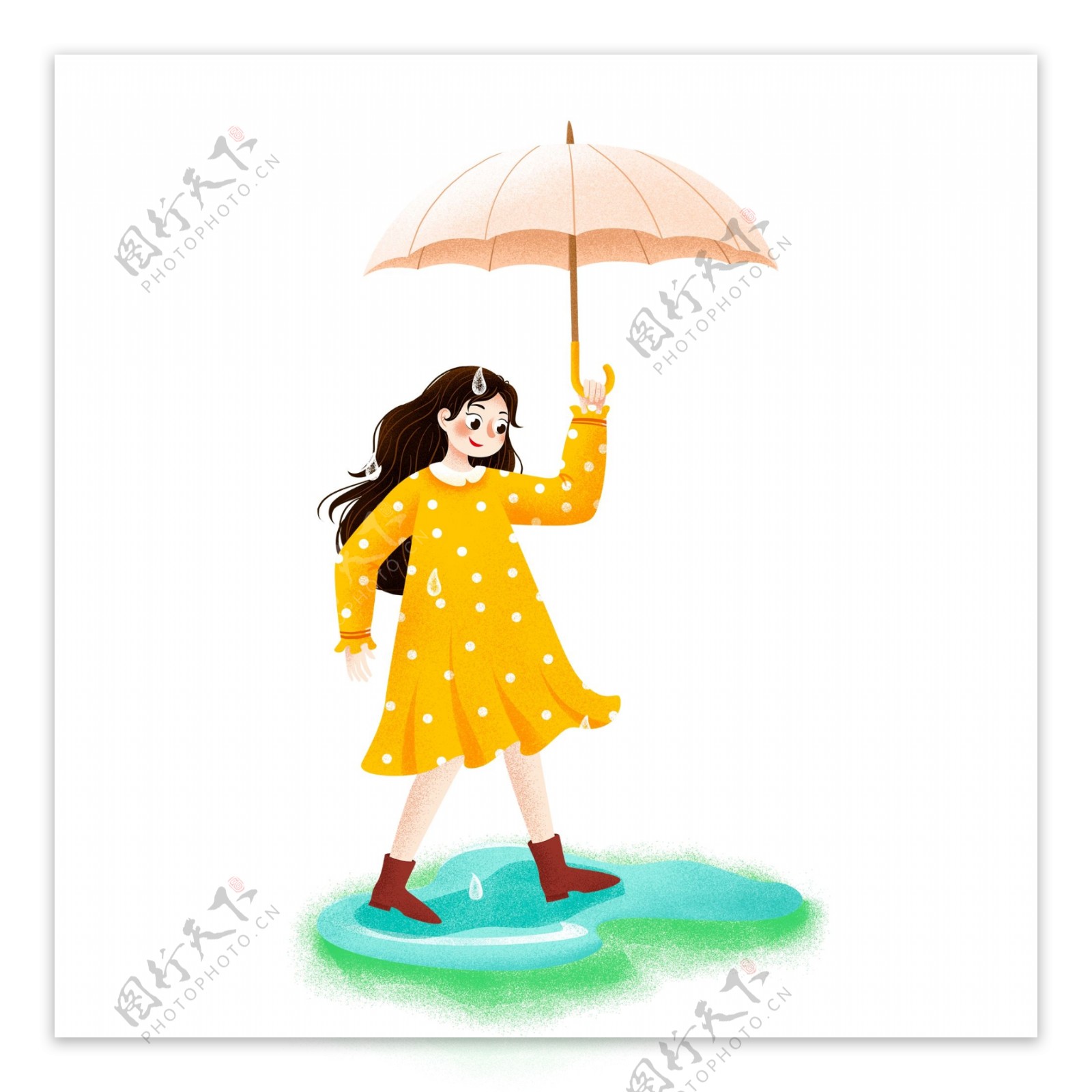 下雨天撑着伞的女孩子
