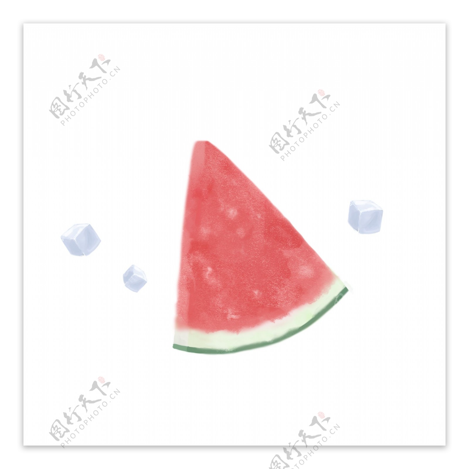 夏日清凉西瓜冰块装饰图案