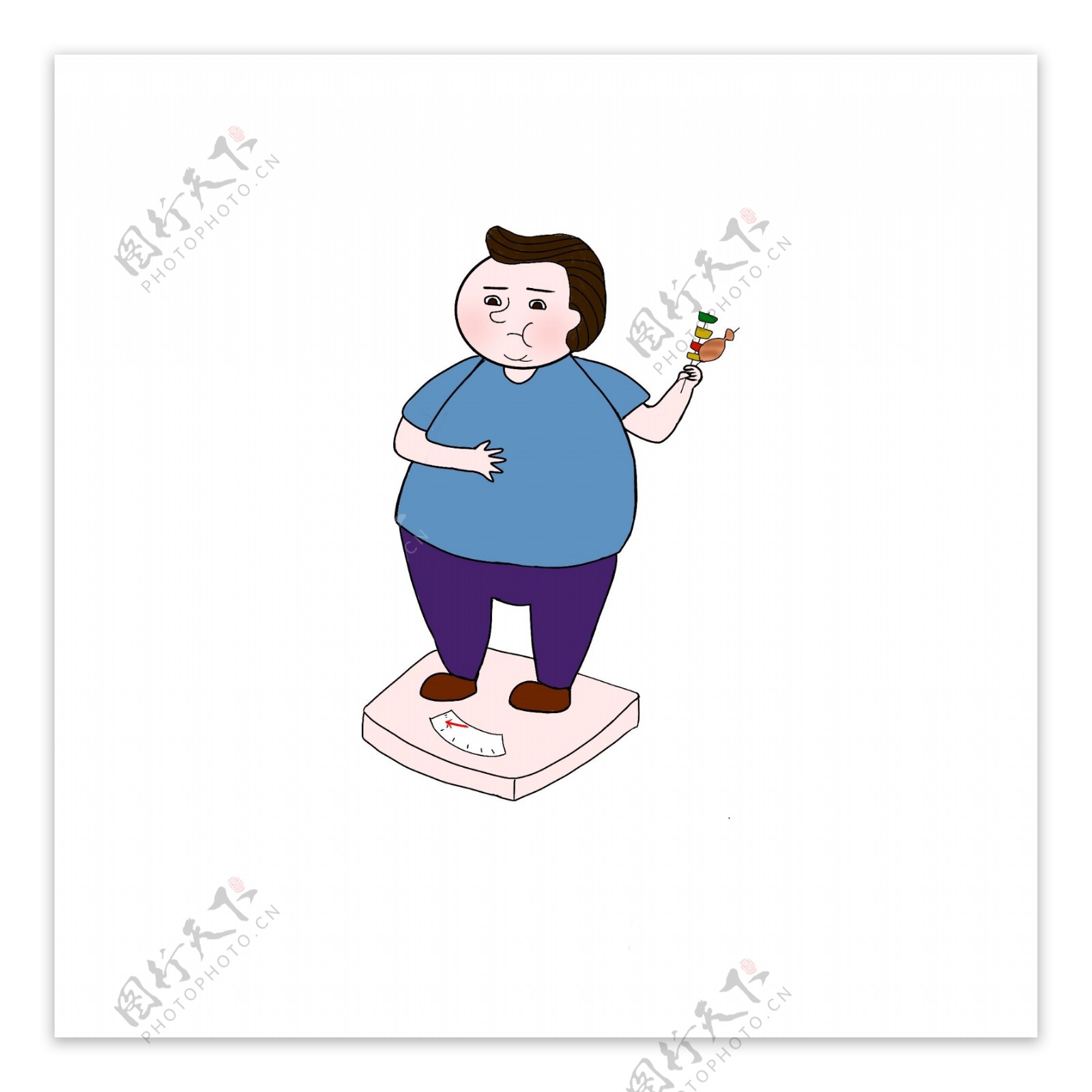 胖子吃烤串卡通元素