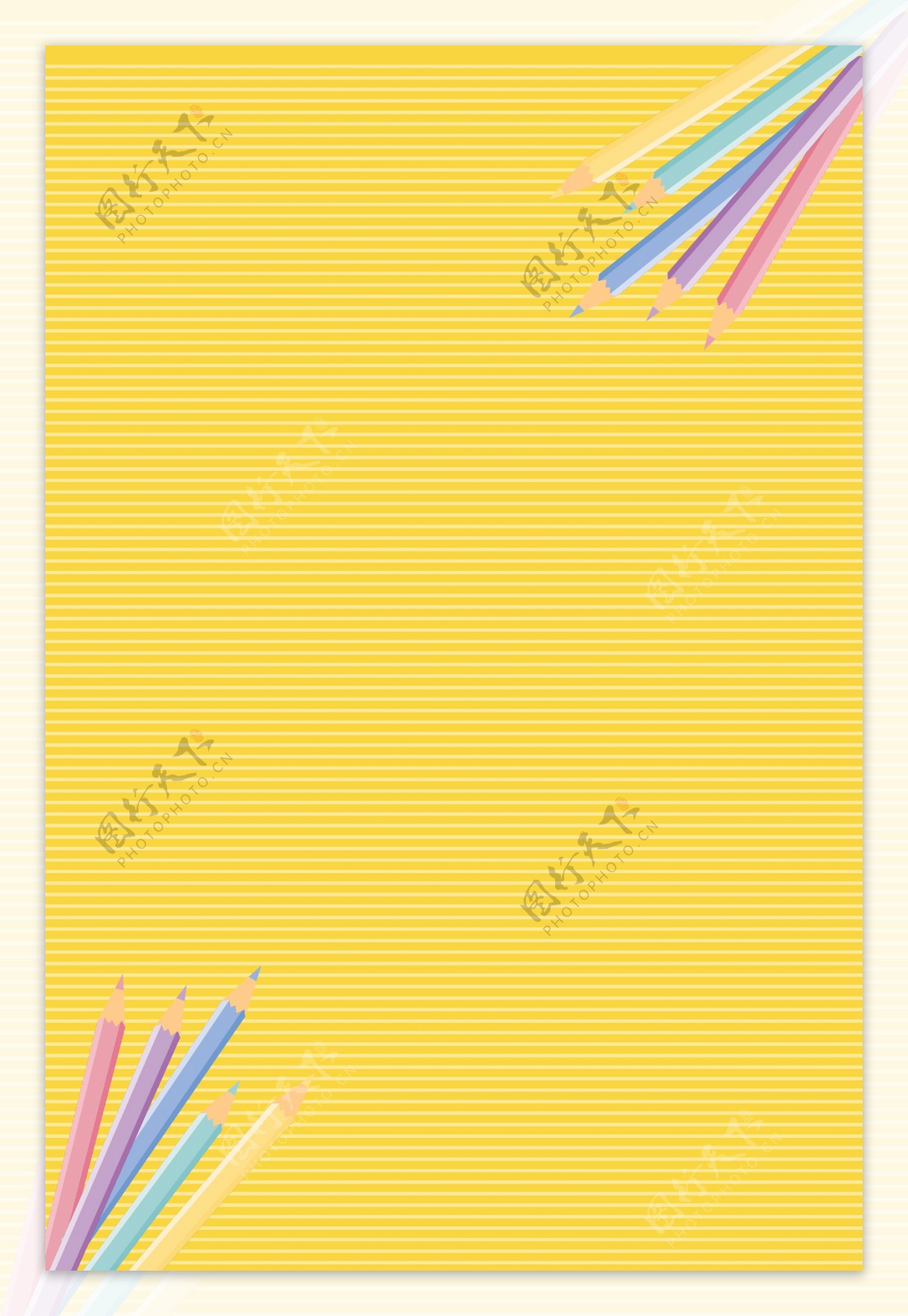 黄色背景手绘耳机信纸平面广告