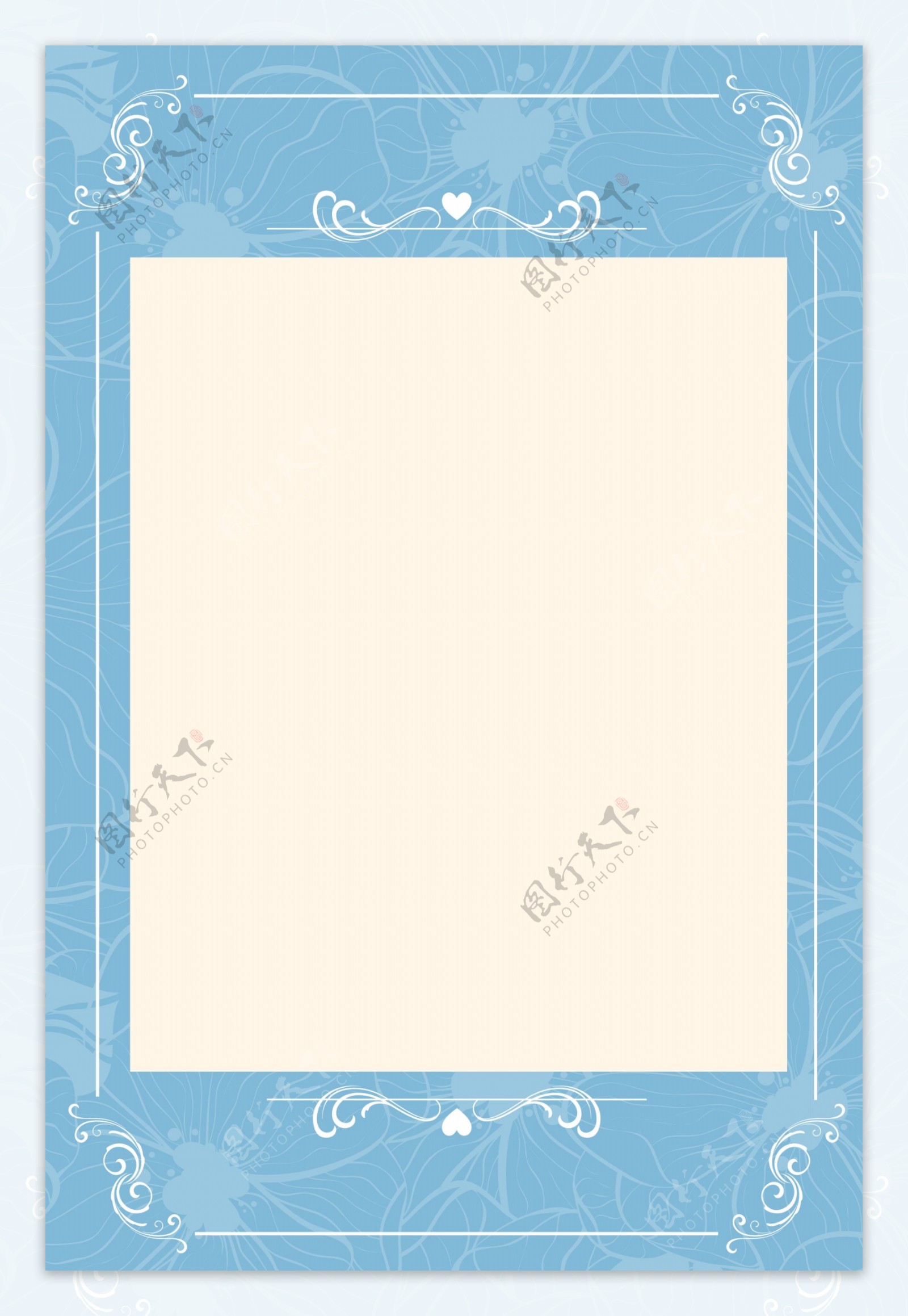 蓝色矢量欧式花纹婚礼水牌背景素材