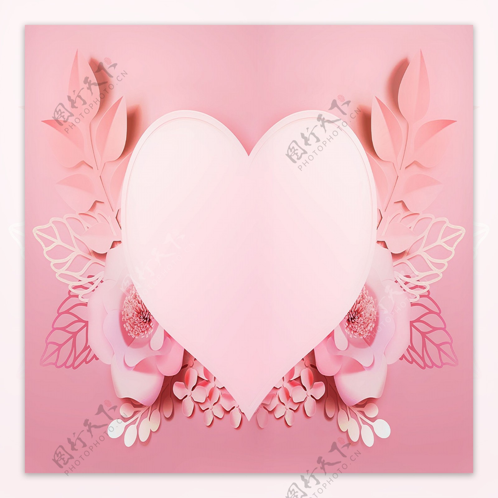 浪漫爱心花朵粉色系列背景图