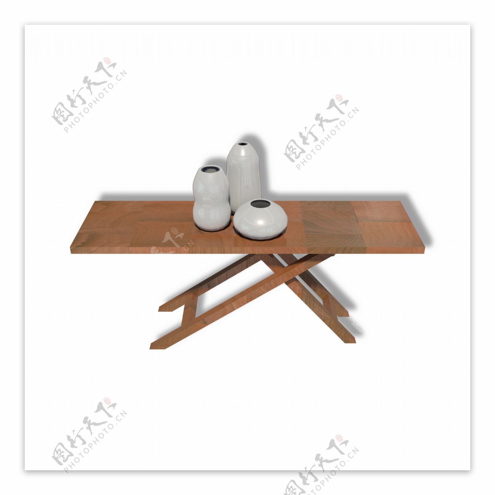 实木折叠桌和瓷器
