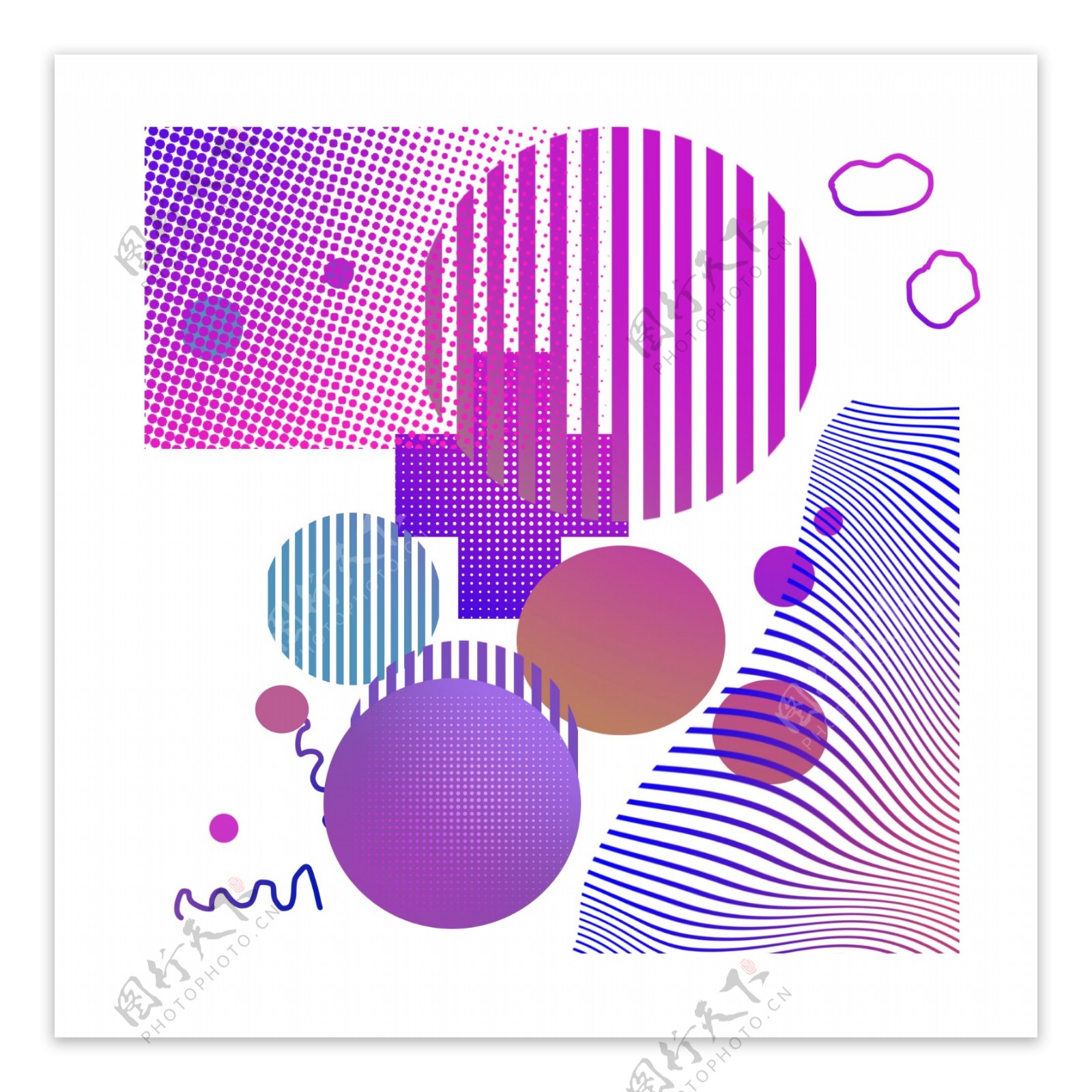 紫色孟菲斯风格漂浮装饰