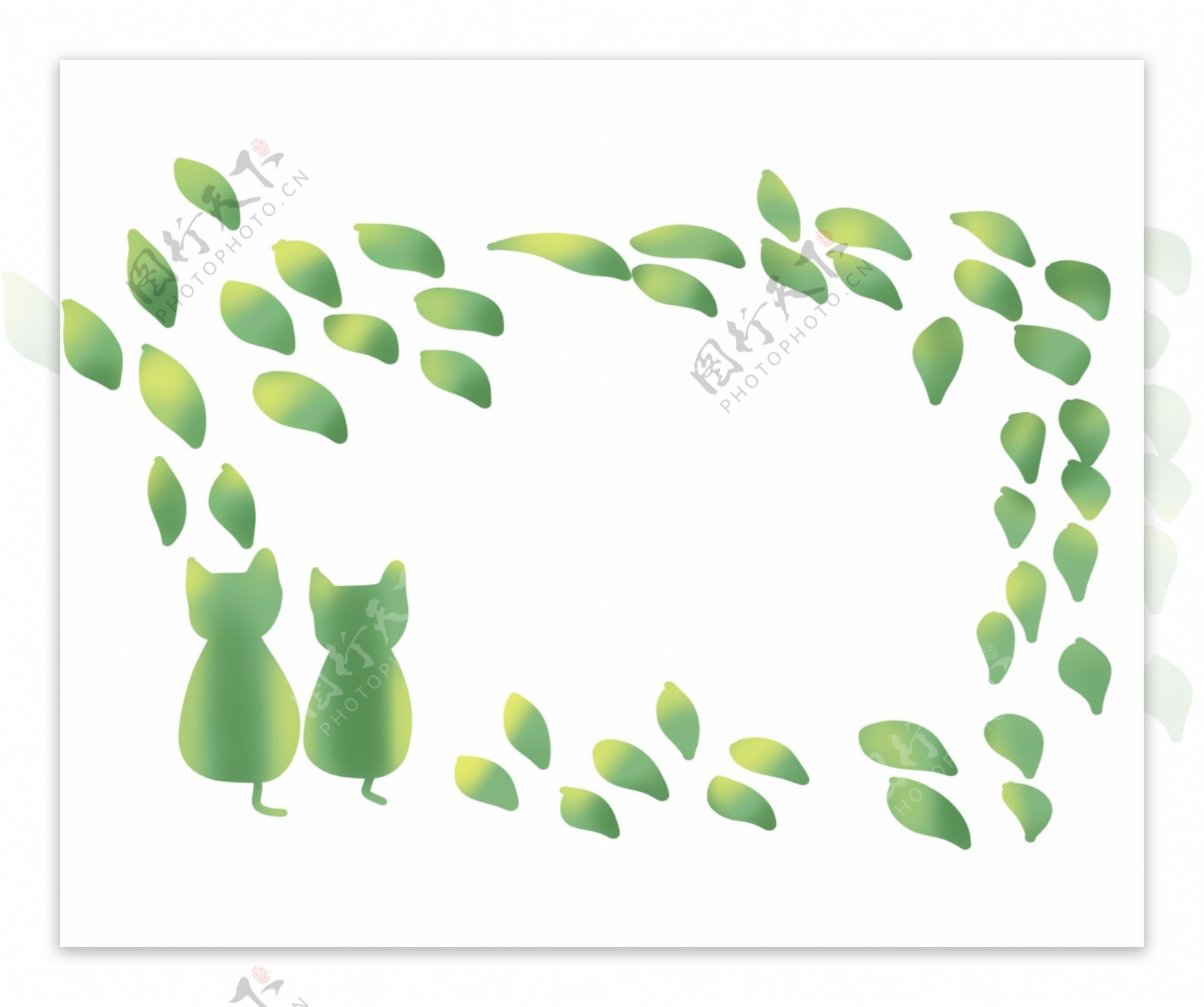 树叶边框卡通植物
