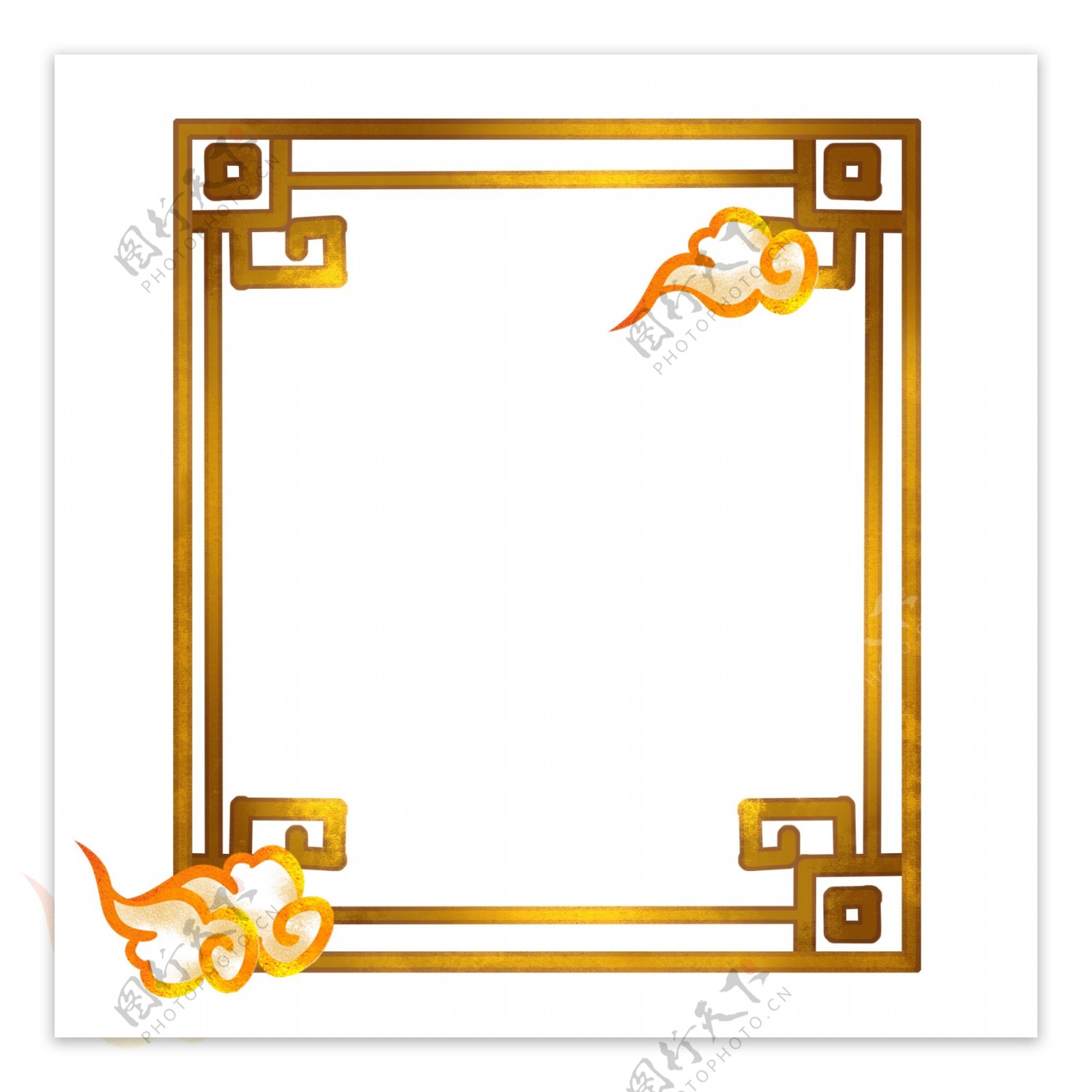 中国风传统古典祥云长方形窗户边框