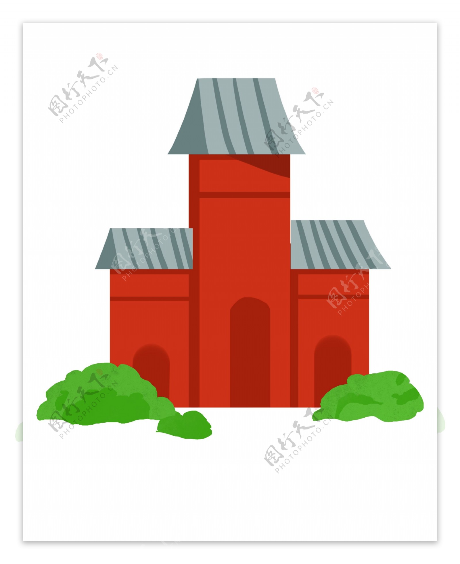 红色立体建筑寺庙