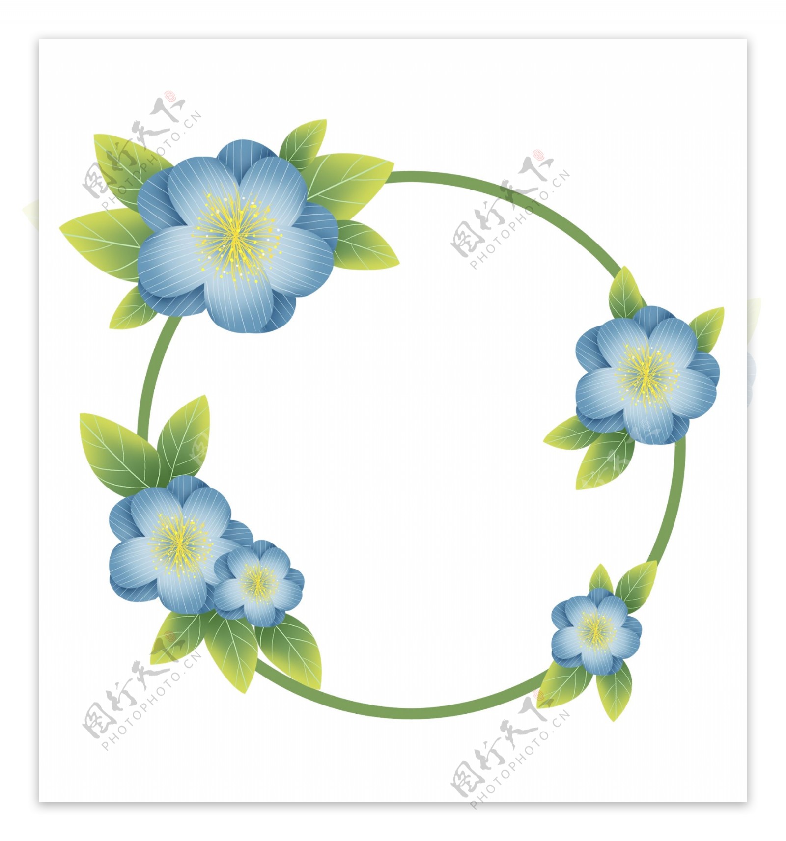春季蓝色花朵文字框