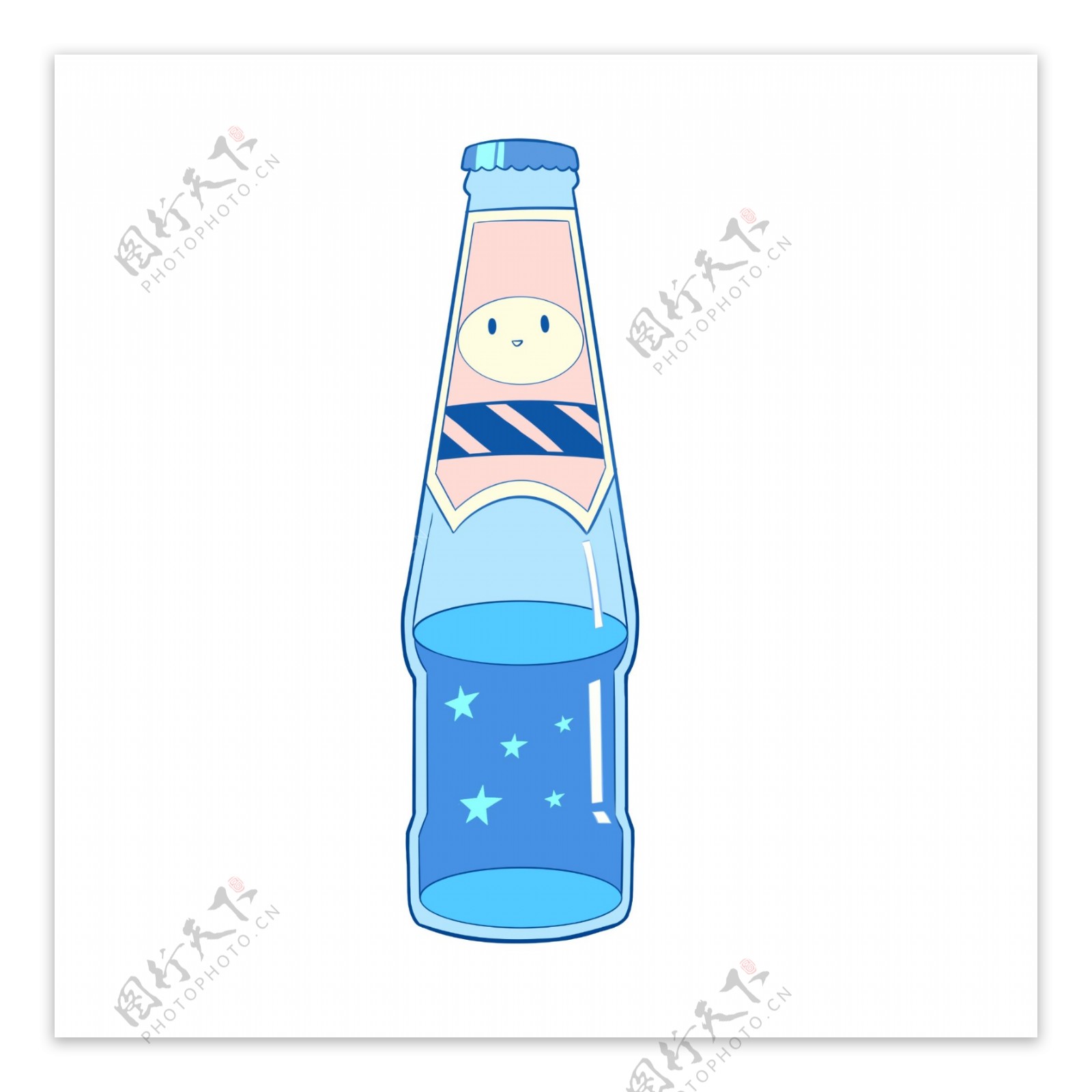 蓝色图案啤酒瓶