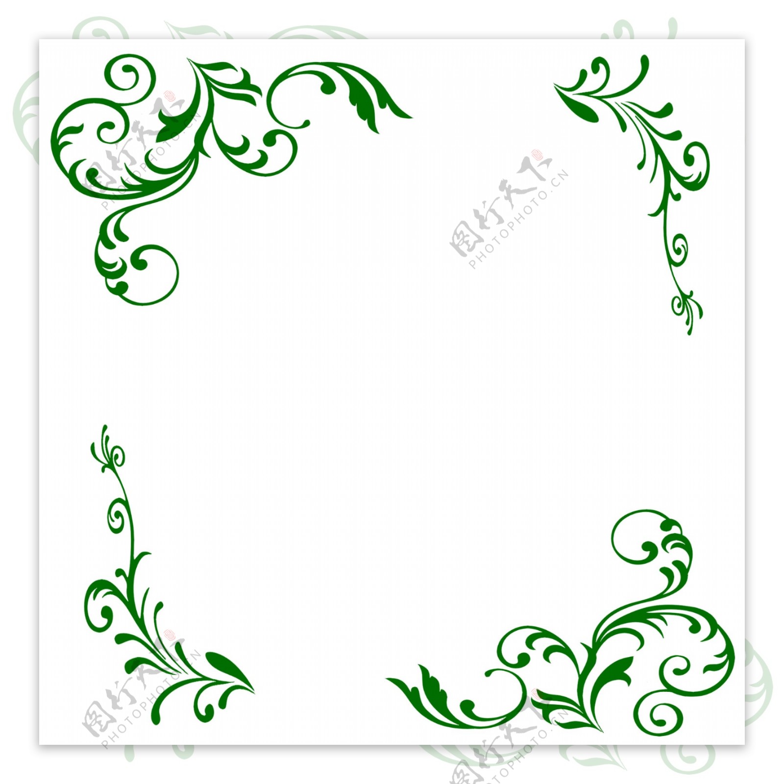 绿色的花纹装饰插画